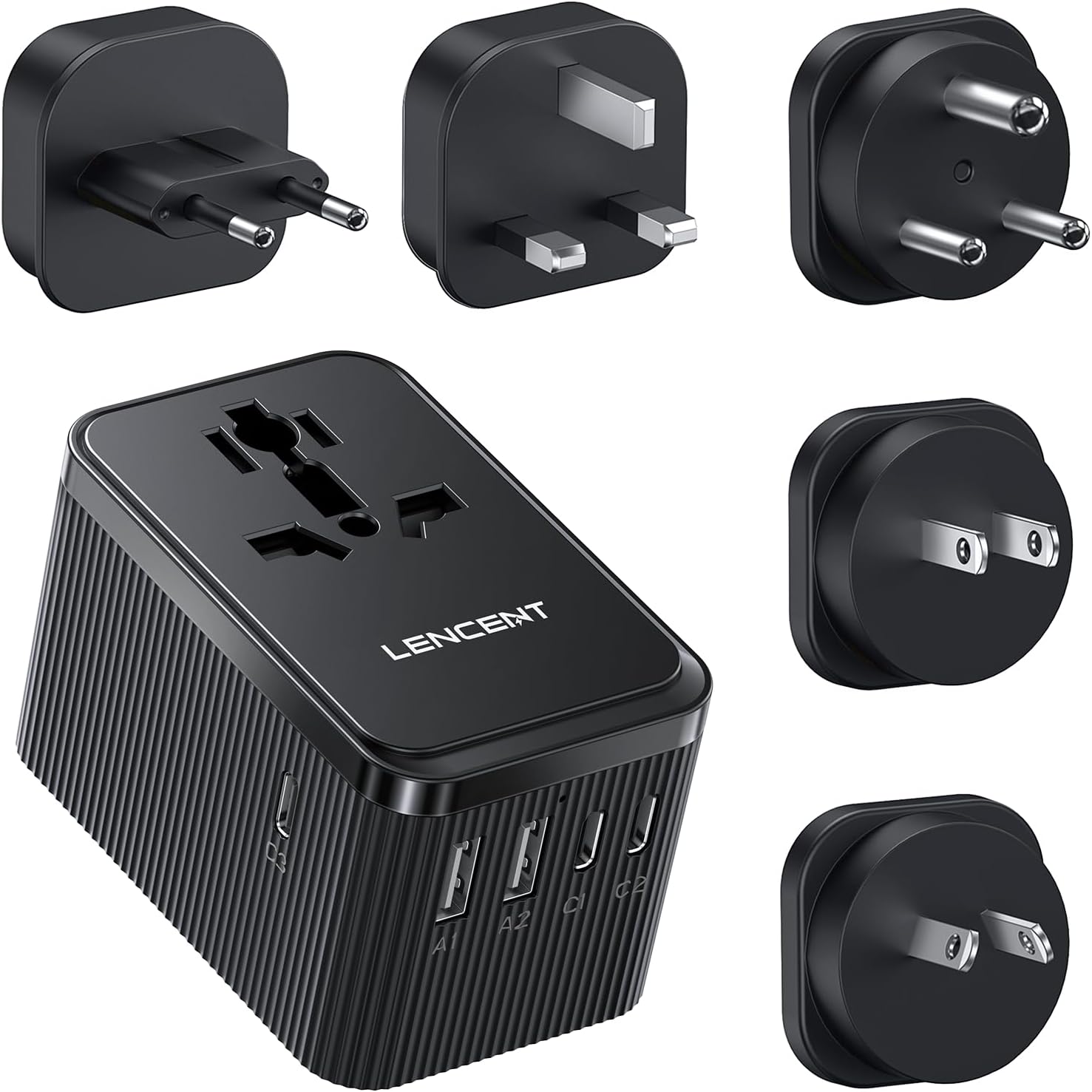LENCENT 28W Universal Travel Adapter Kit, International Adaptor with 3 USB C 2 USB A, Worldwide Charger for Europe UK Maldives Sri Lanka India Nepal Ghana Zimbabwe Tanzania Nigeria (Type D/G/C/I/A)