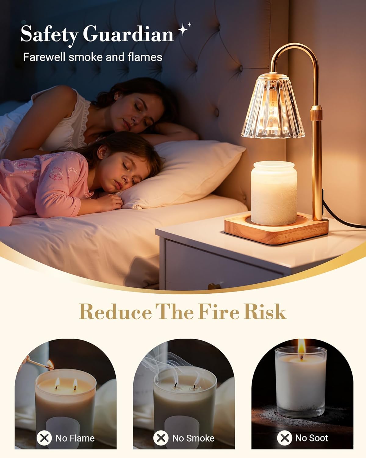 Marycele Candle Warmer Lamp with Timer & Dimmer - Mothers Day Gifts for Women Mom Her, Aesthetic Office Home Decor, Adjustable Height Wax Melter for Candle Jar & 3-Wick Candles (2 Bulbs Included) - Image 2