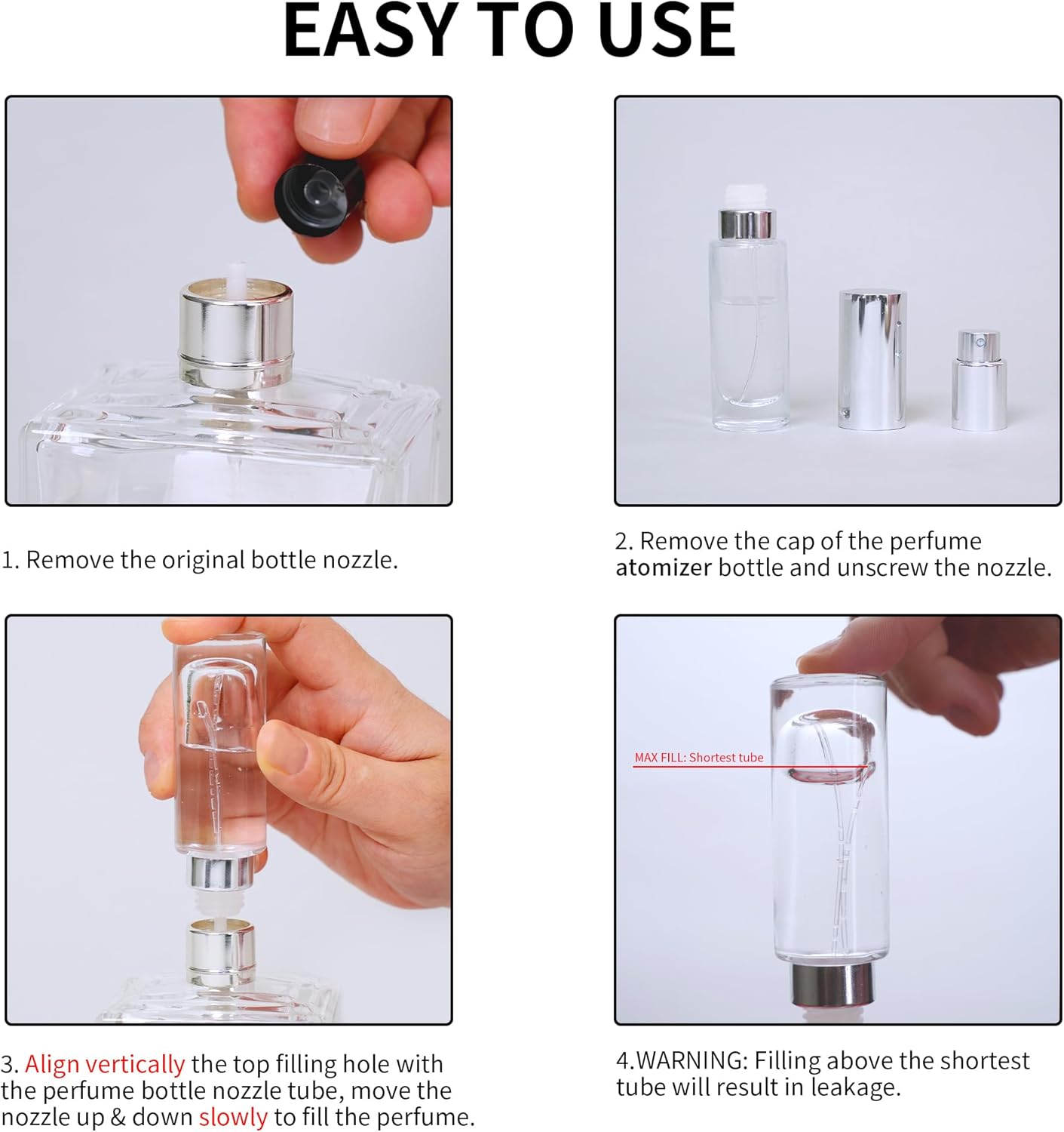 MUB 10ml Perfume Travel Refillable Atomizer Bottle Glass Unique Top-Filling Leak-Proof Spray Bottle Atomizer Sprayer for Perfume Cologne Mini Travel Size Empty Pocket Portable - Image 3