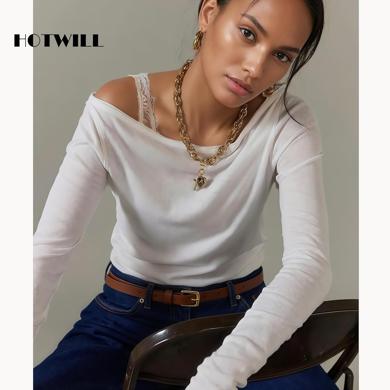 HOTWILL 4 Pack Women Skinny Belts for Jeans Dress Thin Waist Belt for Ladies with Gold Buckle 0.55" Width - Image 3