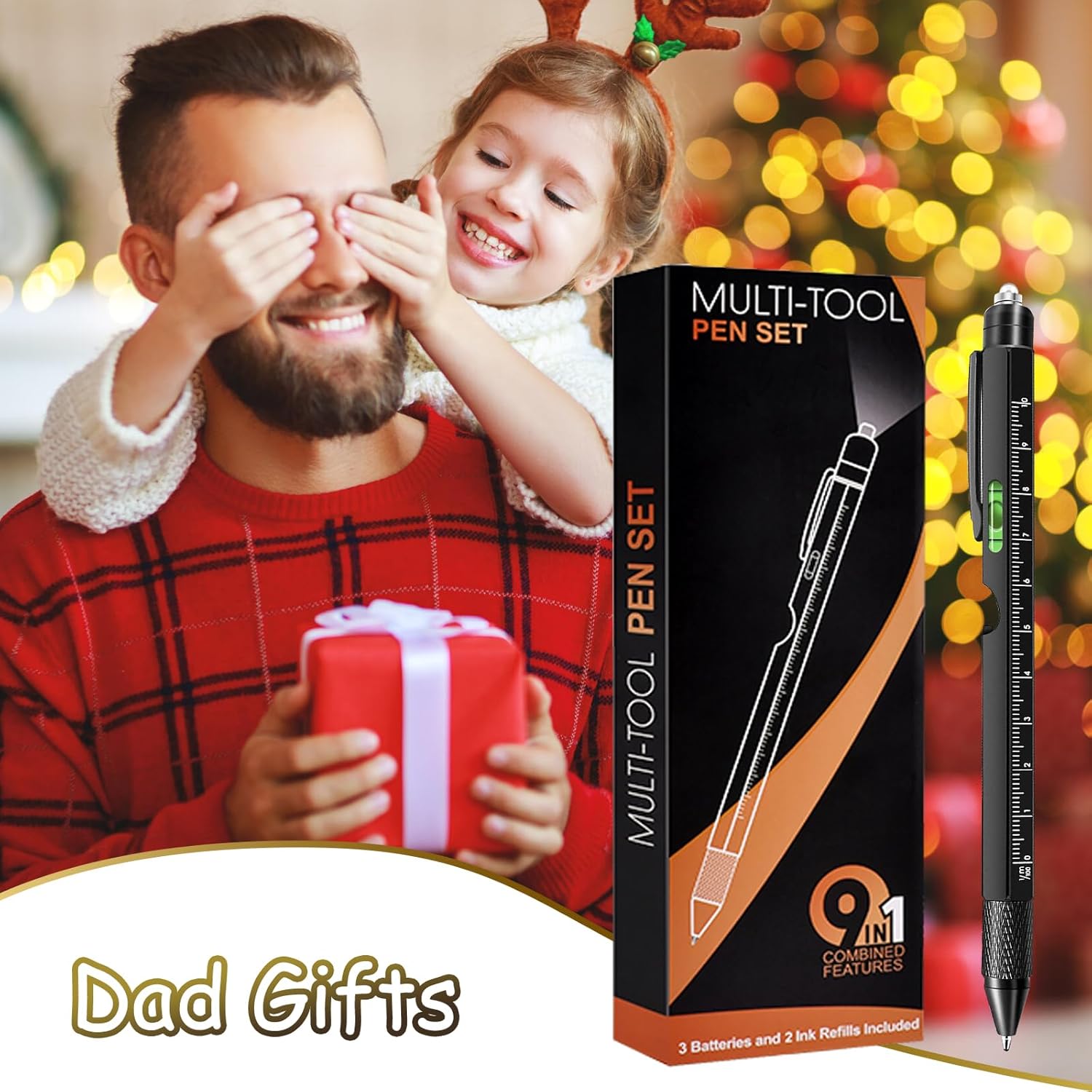 Fathers Day Dad Gifts from Daughter Son Wife, Easter Gifts for Men, 9 in 1 Multitool Pen, Cool Tools Gadgets Birthday Christmas Stocking Stuffers for Husband Him Adult Dad - Image 7