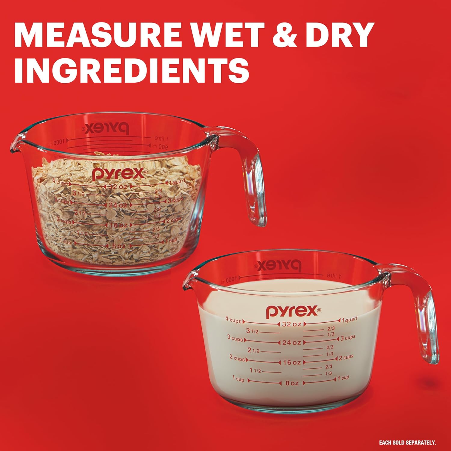 Pyrex Essentials (3-Pack) Glass Measuring Cups Set, (1, 2 & 4 Cup) Measuring Cups For Prepping, Baking and Cooking, Preheated Oven, Dishwasher, Freezer, and Microwave Safe - Image 3