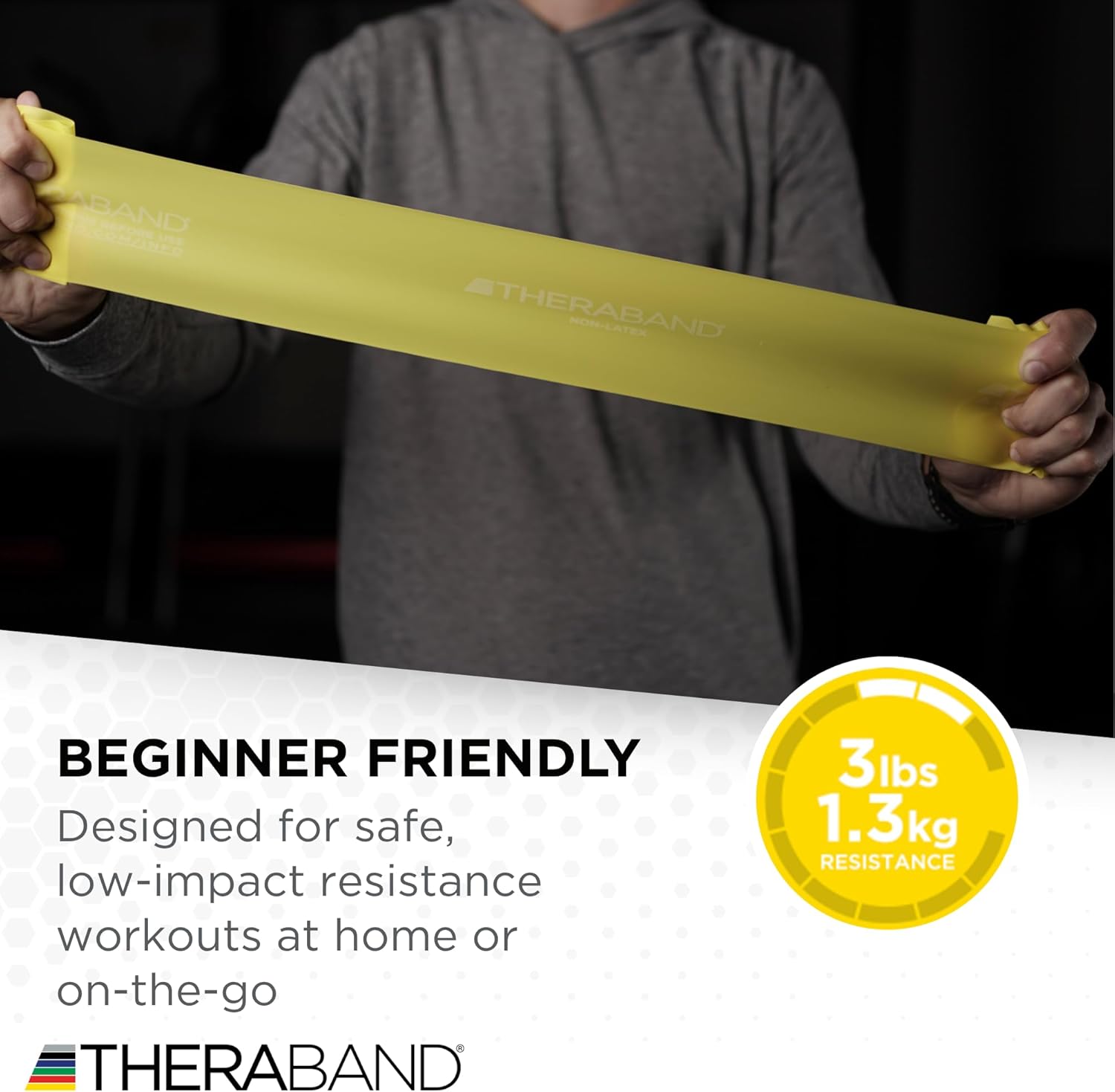 THERABAND Resistance Bands Set, Beginner Kit, Yellow, Red, Green, Non-Latex Elastic Bands for Exercise & Physical Therapy, Strength Training for Upper & Lower Body Fitness - Image 3
