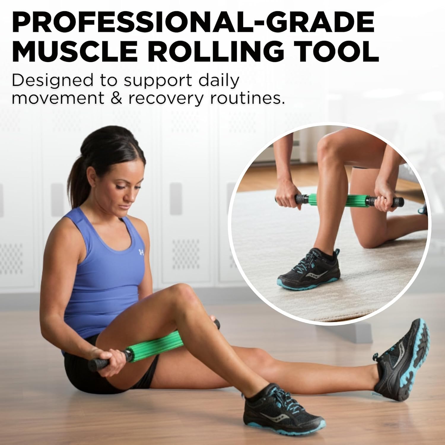 THERABAND Roller Massager +, Muscle Roller Stick for Self-Myofascial Release, Deep Tissue Massage Rolling Pin, Trigger Point Release, Muscle Soreness, Best Gifts for Runners, Athletes, Crossfit - Image 3