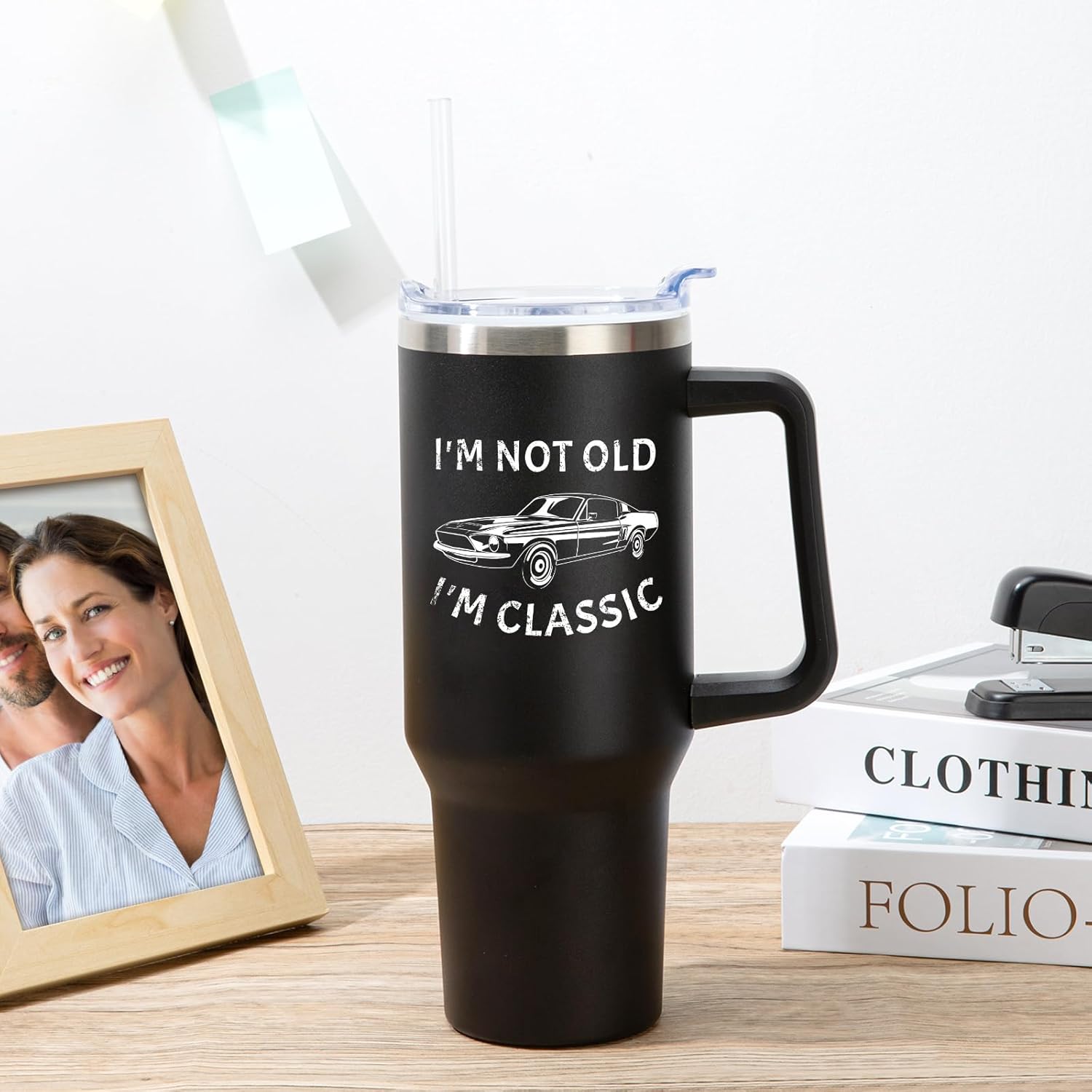 NOWWISH 40oz Tumbler with Handle and Straw for Men, I am Not Old Funny Christmas Gifts for Dad Husband Grandpa, Large Insulated Mug, Stocking Stuffer Idea - Black - Image 5
