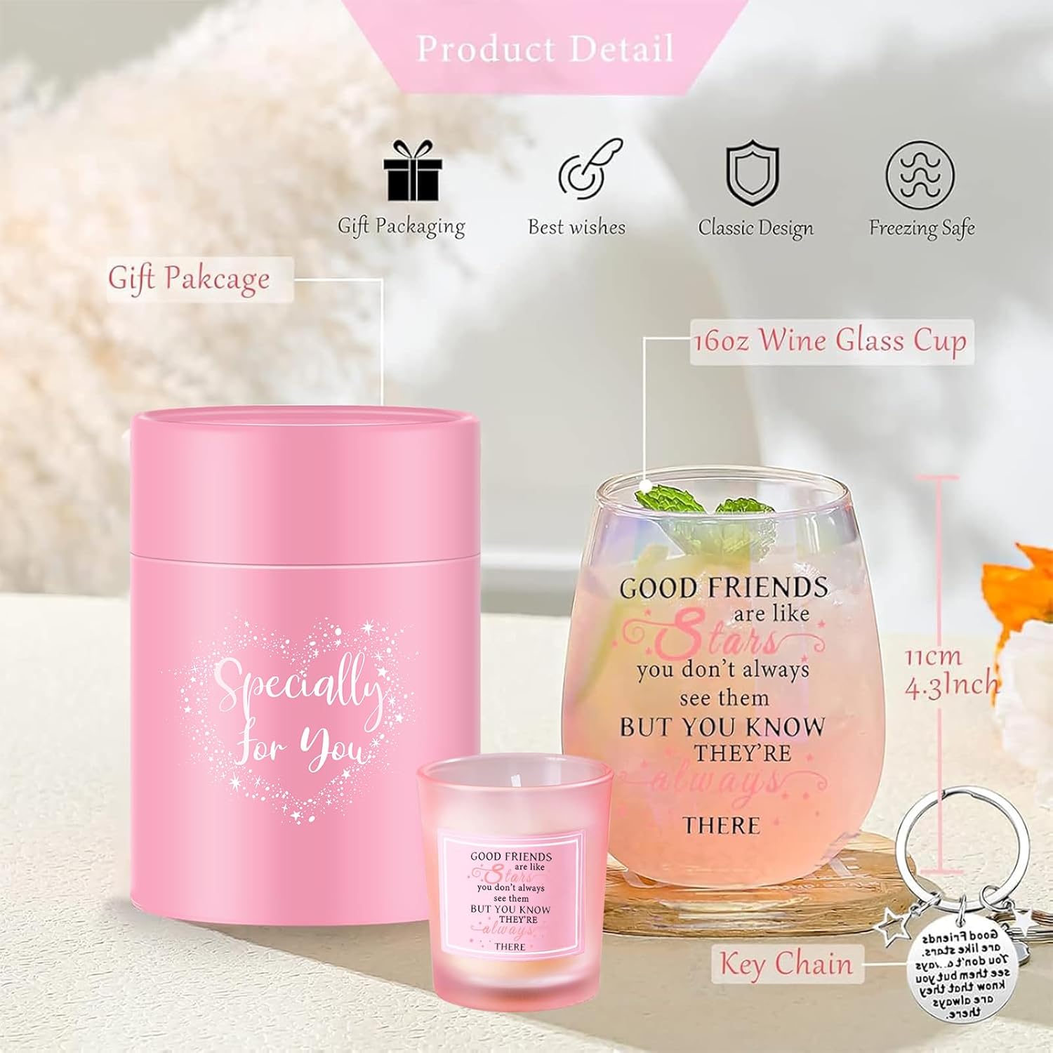 Friendship Gifts for Women Wine Glasses Drinking Personalised Birthday Gifts for Friend Men Special Friends Gift Leaving Gift for Her Colleague Best Friend - Image 4