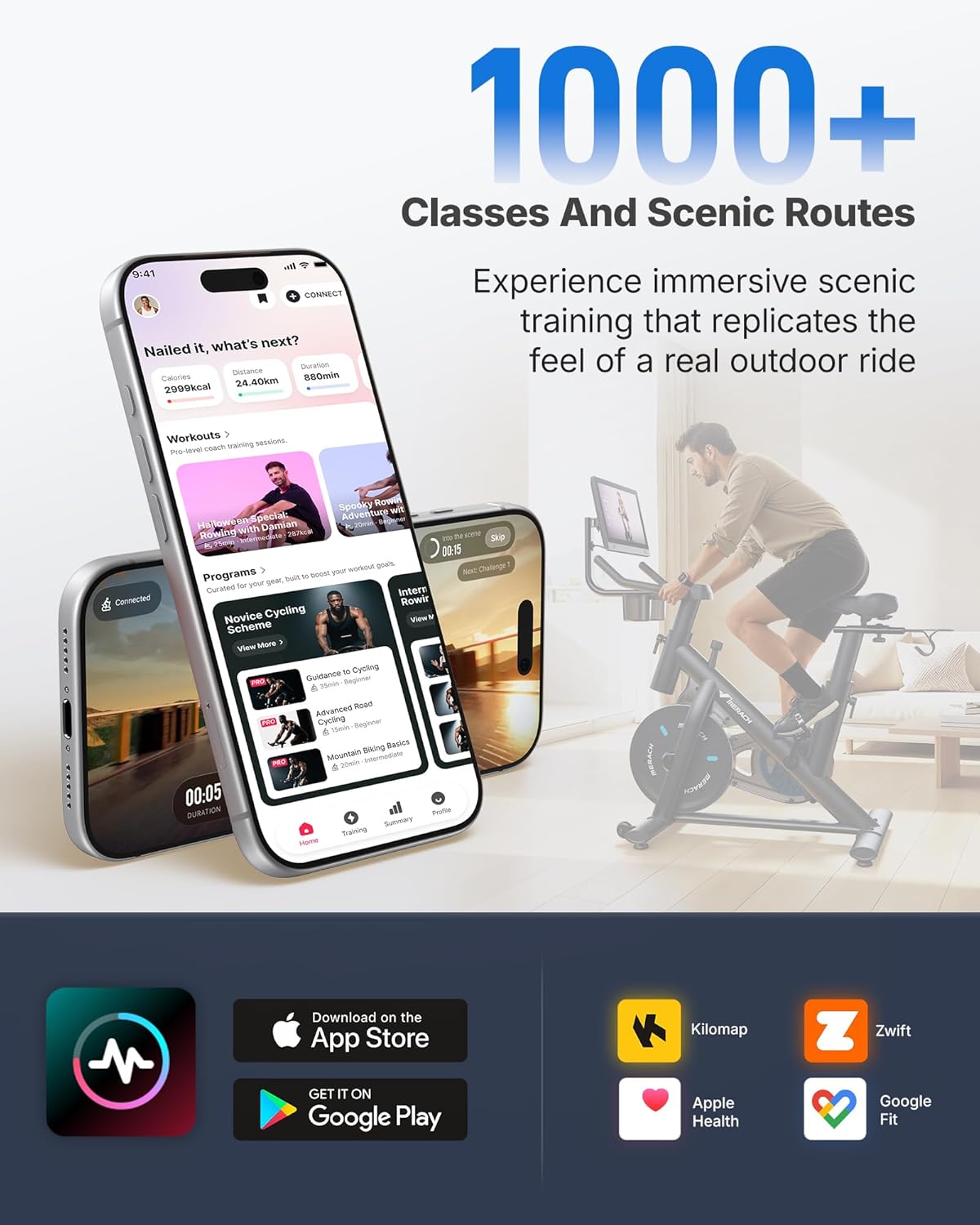 MERACH Exercise Bike, Brake Pad Stationary Bike with Exclusive App, Low Noise Indoor Cycling Bike with 300lbs Weight Capacity, Tablet Mount and Fitness Courses for Weight Loss - Image 8