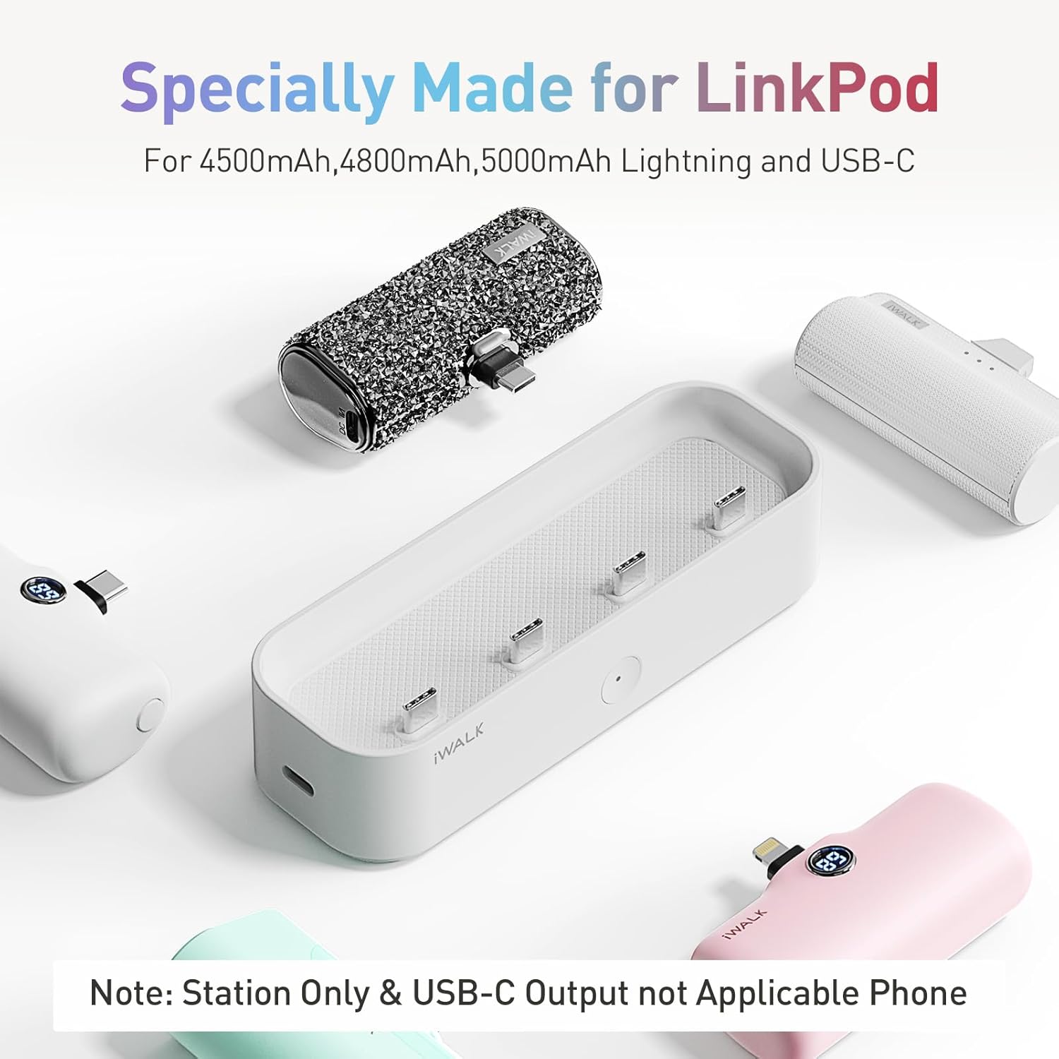 iWALK Charger Station for Portable Charger 4500mAh, 4800mAh, 5000mAh Power Bank for iPhone Charging Station Multiple USB-C Family-Sized Charger Station for Home(Station Only), White - Image 3