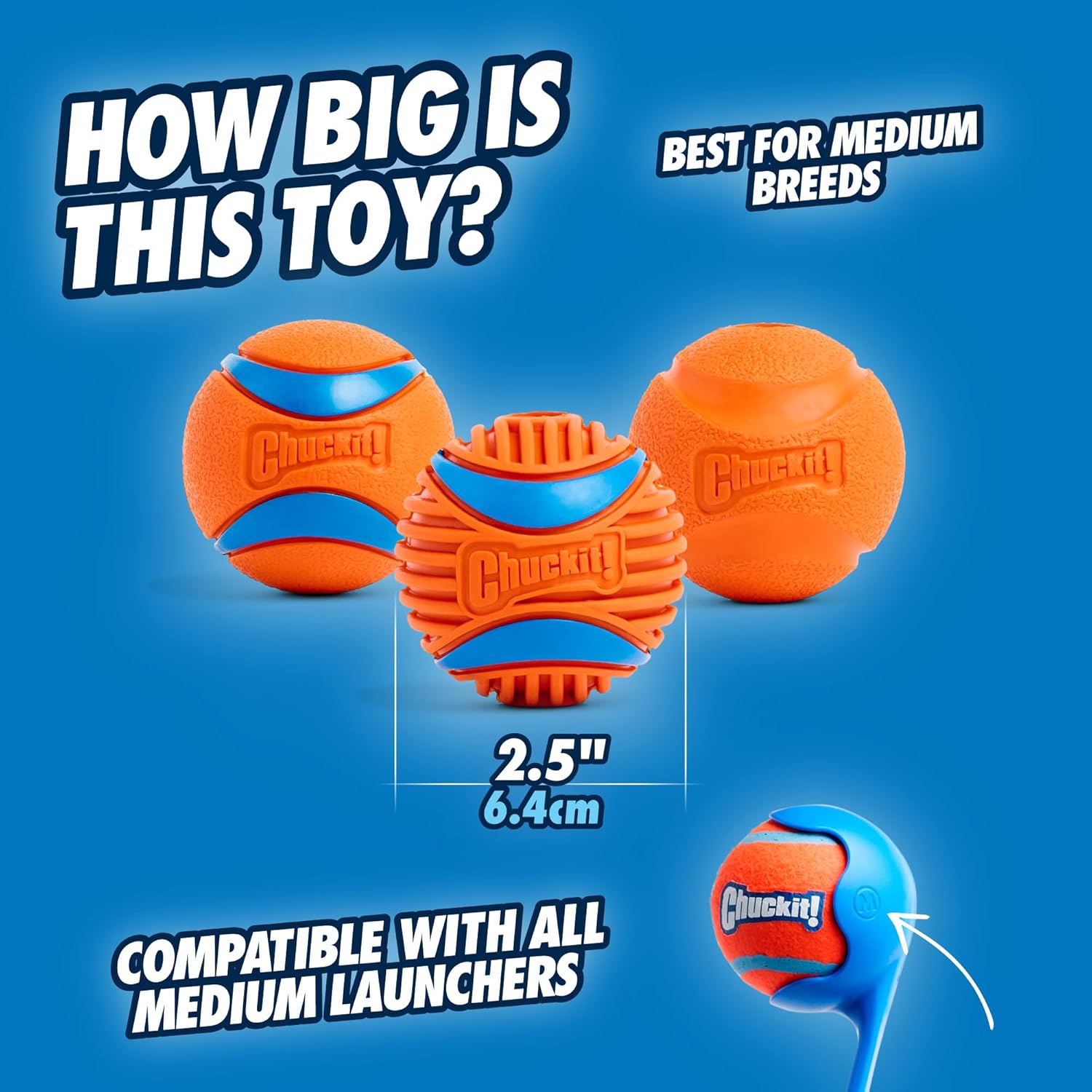 Chuckit! Dog Balls - Interactive Dog Toys, High-Bounce Fetch Ball, Ultra and Rugged Balls, Durable - Size Medium, 2.5-inch Diameter, Set of 3 - Image 3