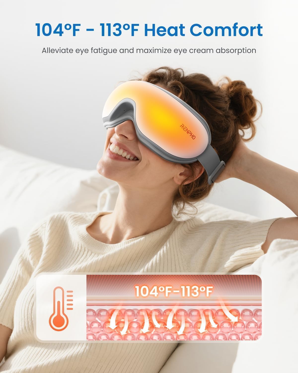 RENPHO Mothers Day Gifts for Women, Eye Massager with Heat, FSA Eligible HSA, Eye Mask for Migraine Relief, Birthday Gifts for Men Mom Her, Sleep Mask for Reduce Strain and Dry Eyes, Eyeris 1 - Image 3