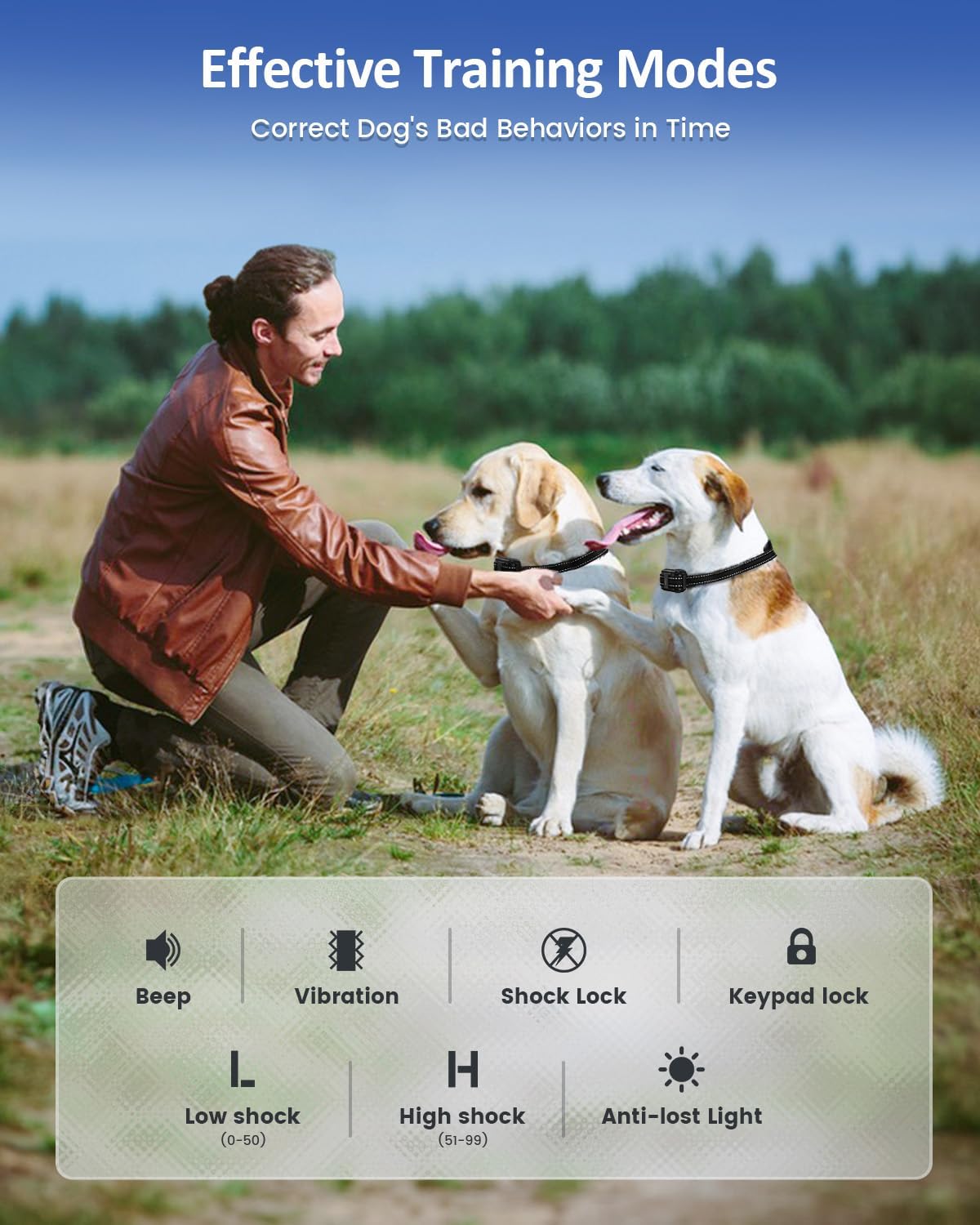 SLOPEHILL Dog Training Collar with Remote, 4200FT Electronic Dog Shock Collar with Beep, Vibration, Shock, Light and No Shock Mode, Electric Training Collar for Small Medium Large Dogs (Black Green) - Image 7