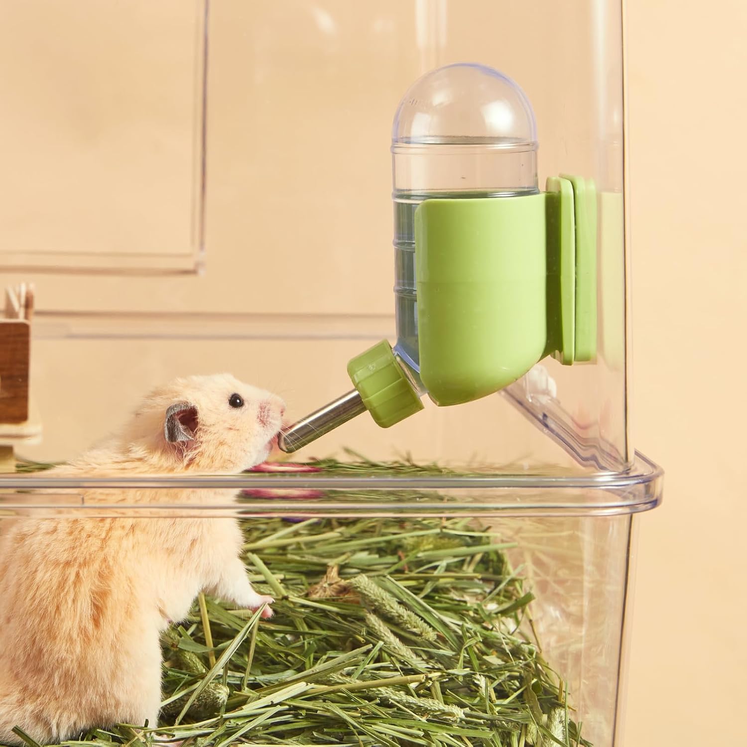 Hamster Water Bottle with Magnetic Holder, Freestanding Water Bottle for Glass Tanks, Suitable for Syrian Dwarf Hamsters Gerbils Mice Rats Degus (Grey, 4 oz (Magnetic-Mounted)) - Image 8
