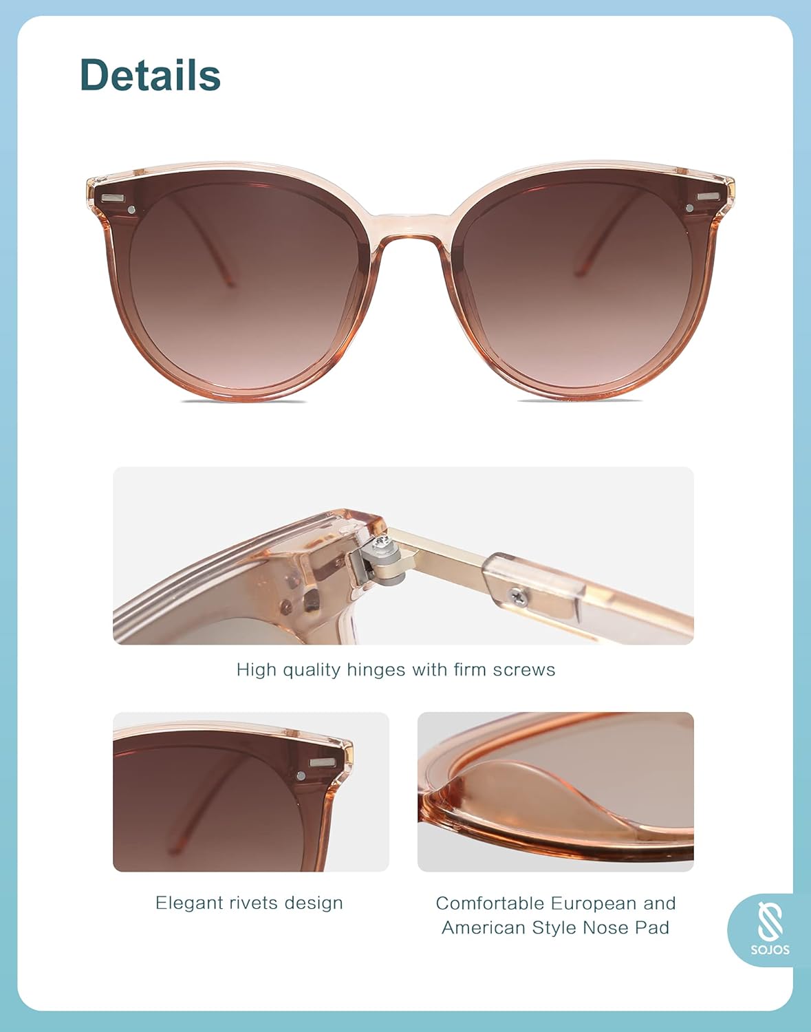 SOJOS Sunglasses Womens Trendy 2025 Classic Round Retro Vintage Shades Large Frame Sunnies SJ2067 - Image 4