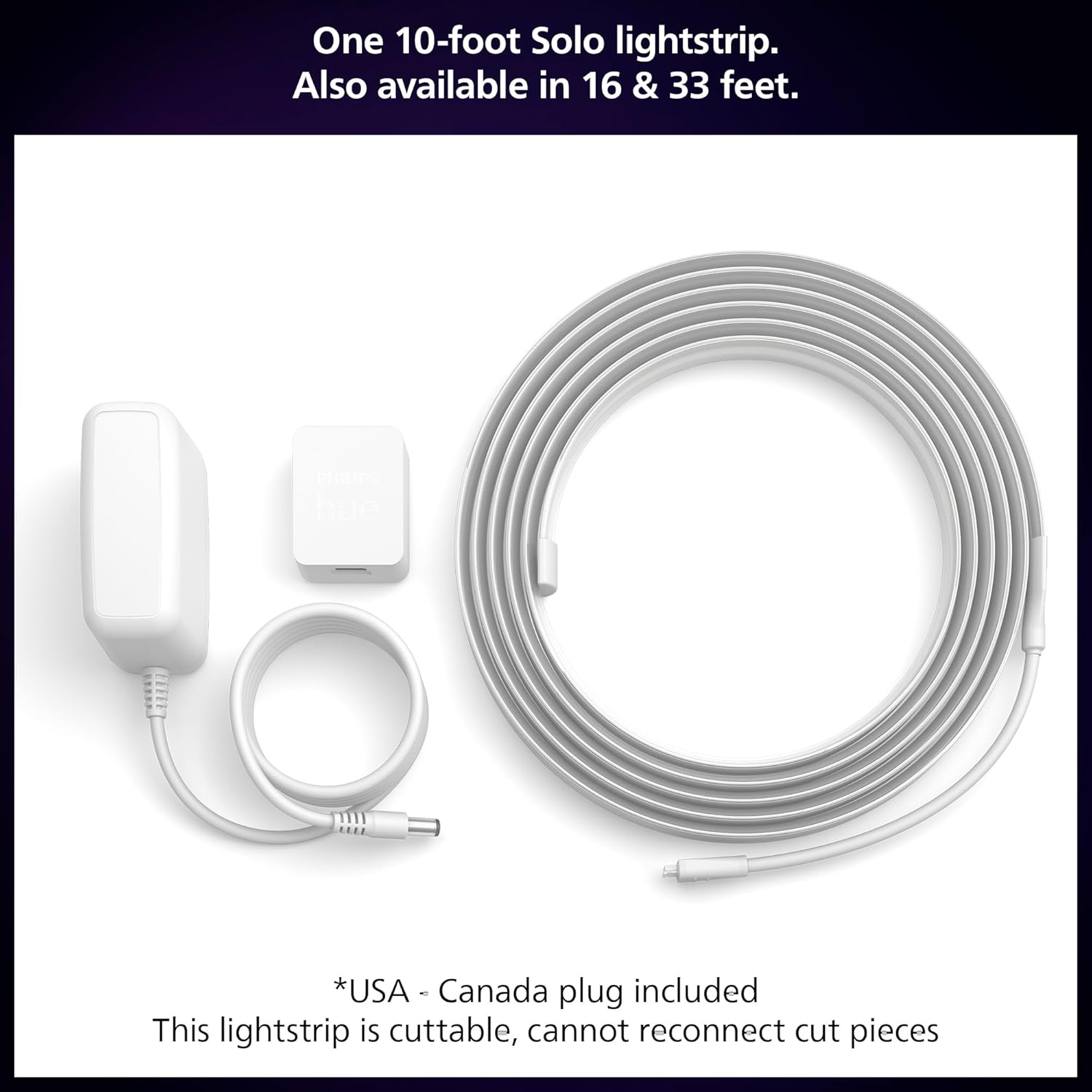 PHILIPS Hue Indoor 10 Ft Smart RGBWW LED Solo Lightstrip Base Kit, 1 Pack, Control with Hue App, LED Strip Lights Compatible with Alexa, Google Assistant and Apple HomeKit - Image 2