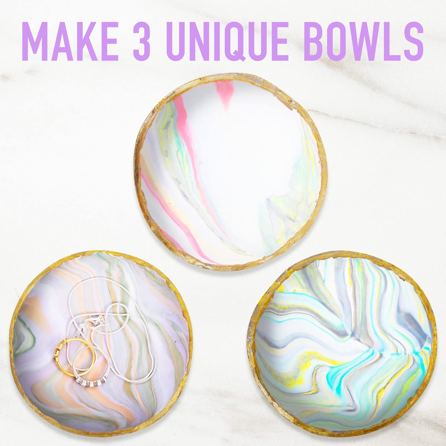 JOiFULi Make Your Own Clay Jewelry Bowls Arts and Crafts Kit for Girls Kids Ages 8 9 10 11 12 Years Old - Image 3