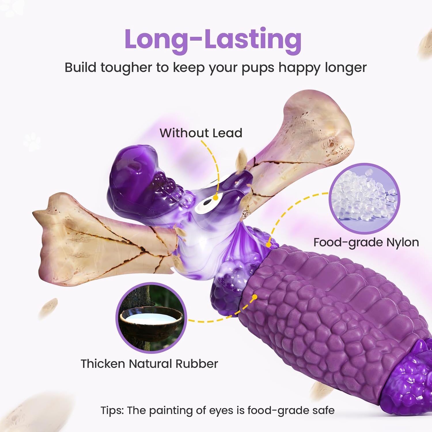 HGB Tough Dog Chew Toys for Aggressive Chewers, Squeaky Indestructible Dog Toy for Large Dogs to Keep Them Busy & Reduce Boredom for Small, Medium, Large Breed, Bacon Flavor - Image 4