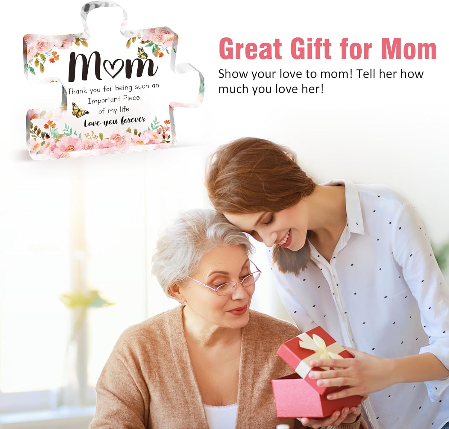 Mothers Day Gifts for Mom - Meaningful Acrylic Puzzle Piece Decor - Heartwarming Mom Birthday Gifts from Daughter Son, Mothers Day Gifts, Thoughtful Keepsake Plaque for Home Office Desk, 3.9 x 3.3 Inch - Image 9