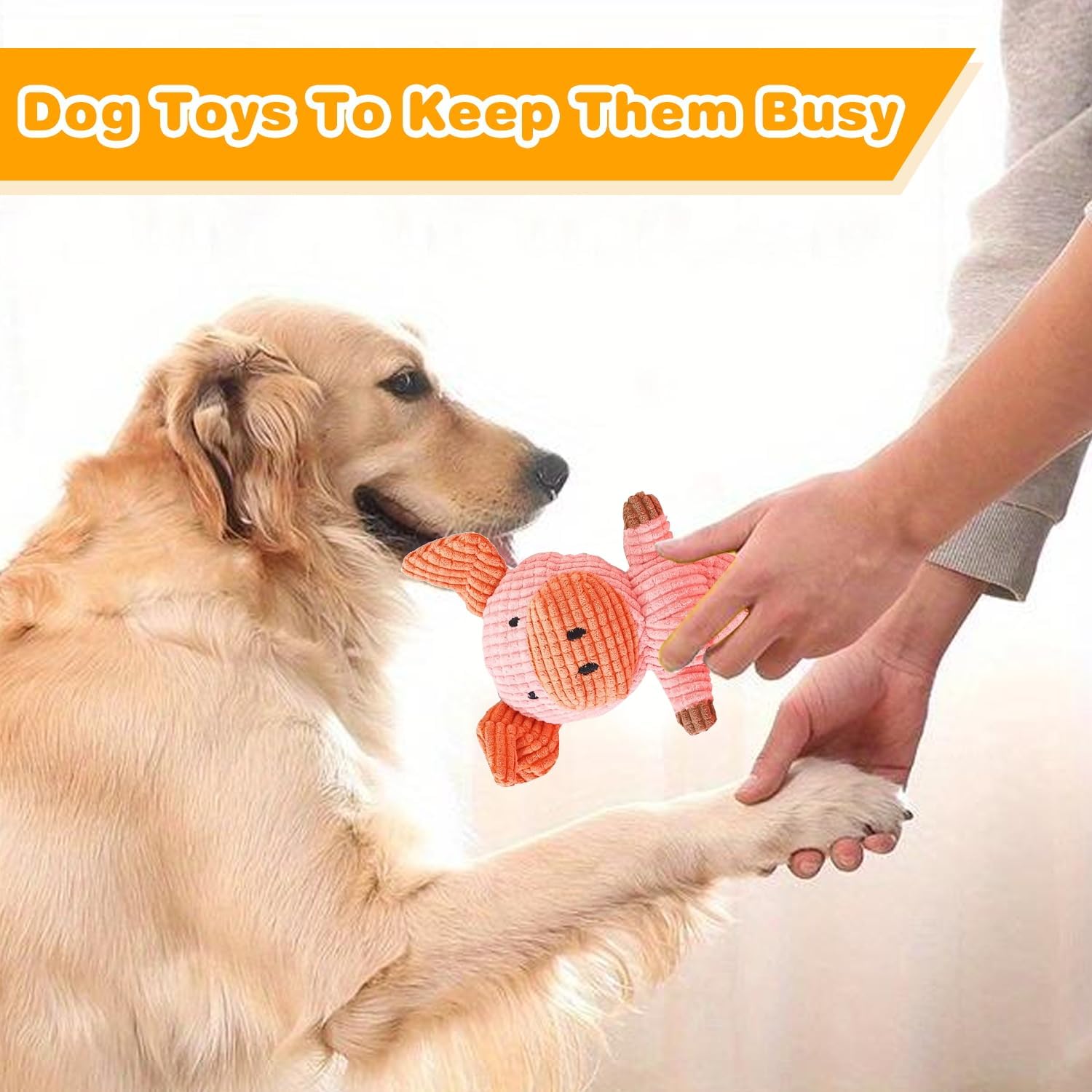 MRSOHRET 5 Pack Squeaky Dog Toys, Tough Stuffed Plush Puppy Tough Chew Toys, Durable Plush Animal Dog Toy for Large Small Medium Dogs to Keep Them Busy - Image 6