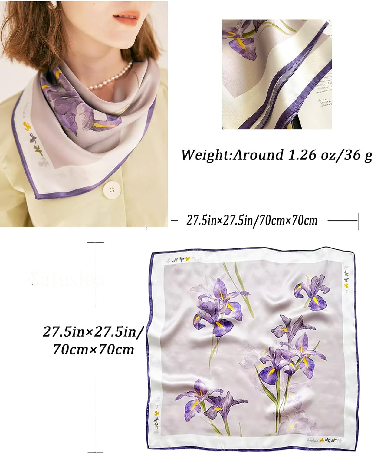 Neck Scarf For Womens Silky Head Scarves Hair Bandanas Square Scarf Fashion Accessories lightweight - Image 3