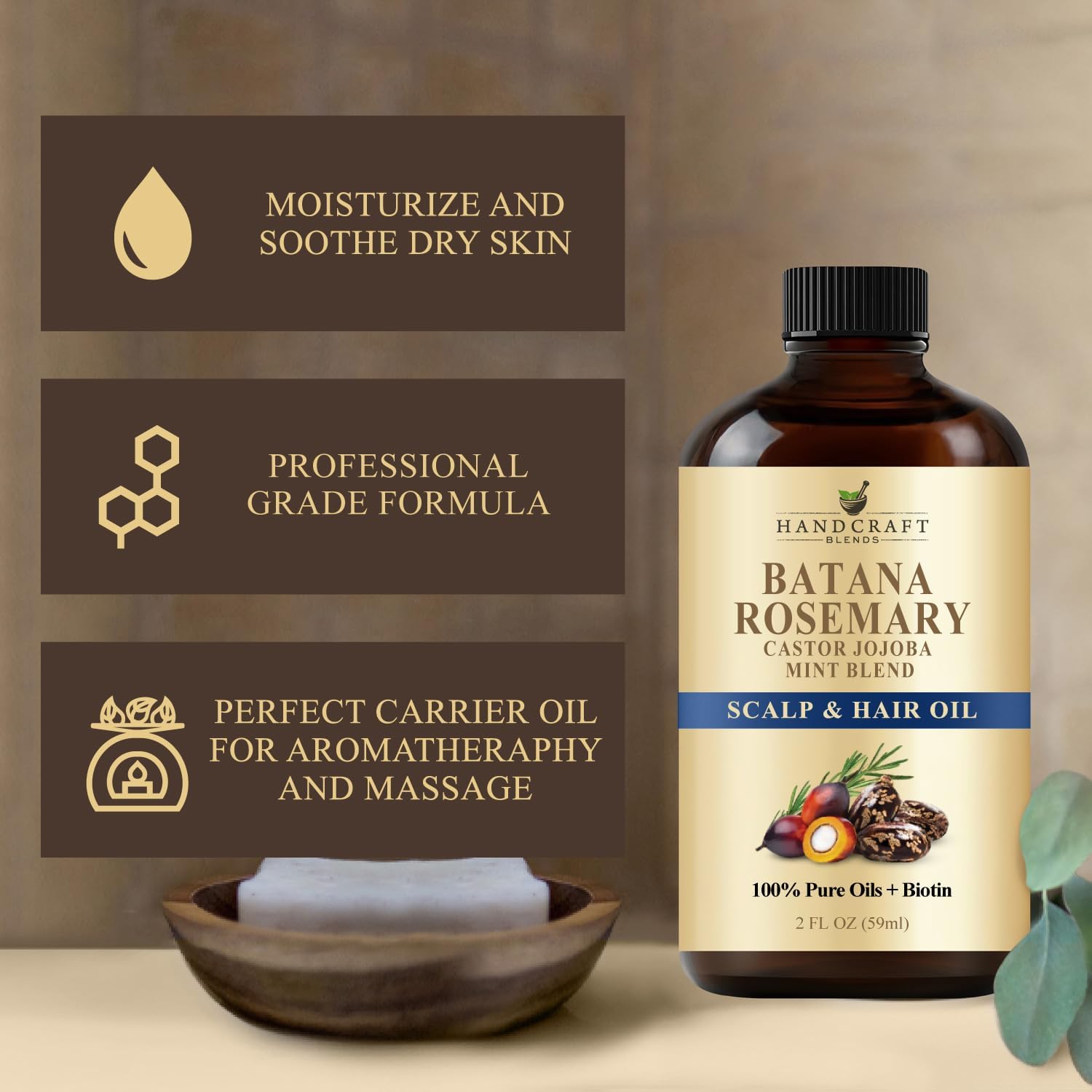Batana & Rosemary Hair Oil – 2 Fl Oz – Scalp Treatment & Strengthening for Thinning, Dry Scalp, Split Ends – Natural Hair Oil for Women & Men – Intensive Repair & Nourishing Formula - Image 5