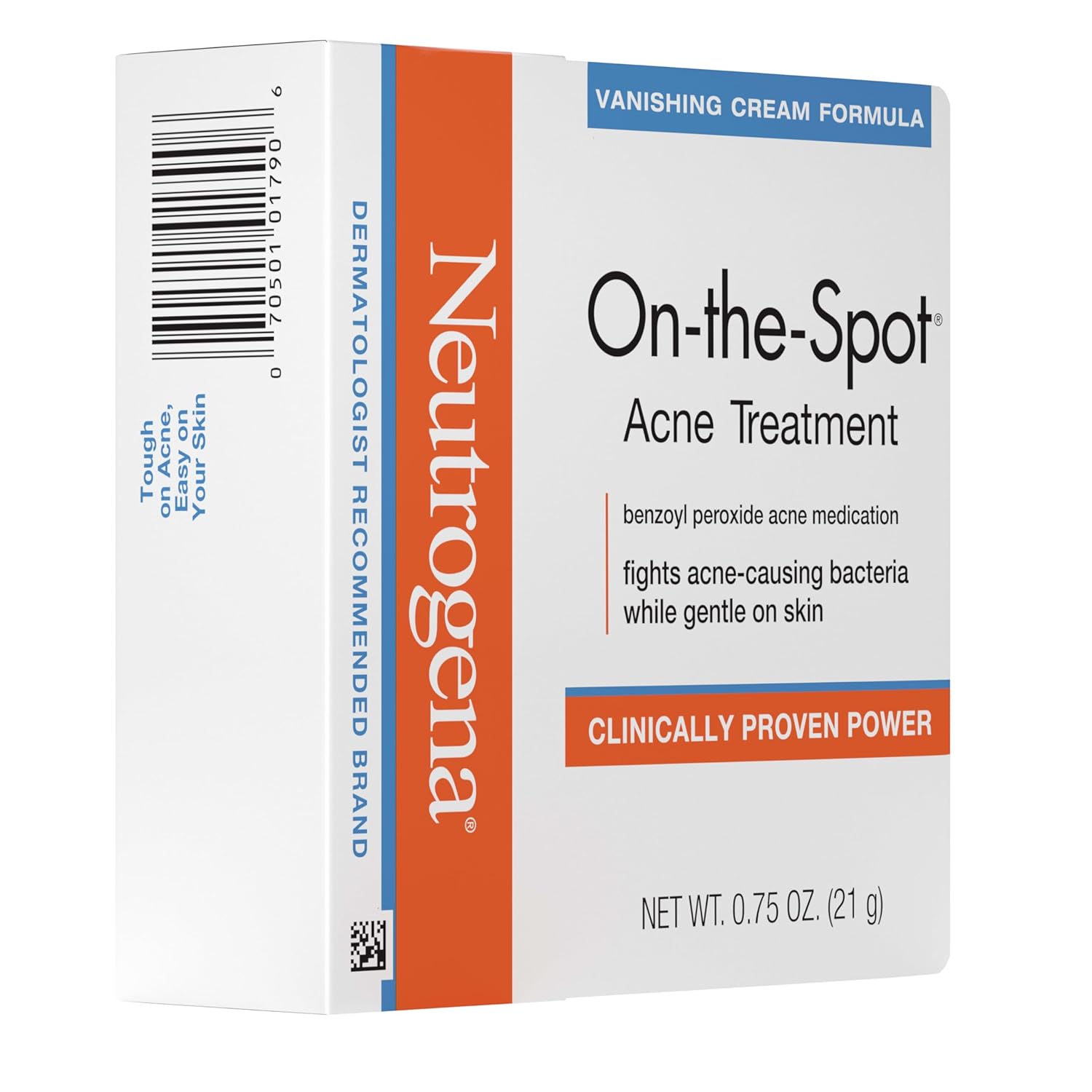 Neutrogena On-The-Spot Acne Spot Treatment Cream with 2.5% Benzoyl Peroxide, Gentle Face Blemish Medicine for Acne-Prone Skin, Vanishing Formula, Clinically Proven Day-1 Results, 0.75-Ounce Tube - Image 5
