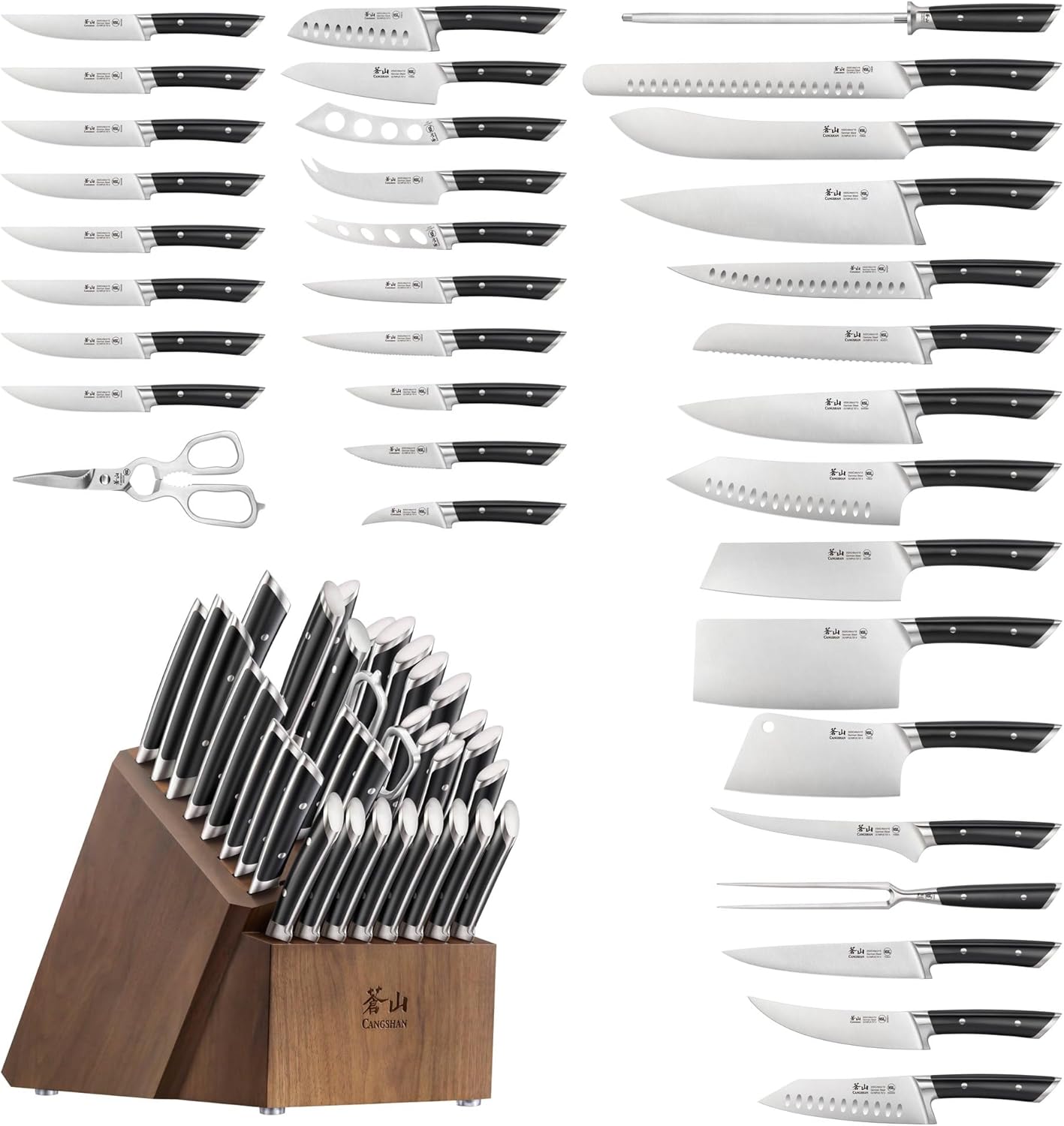 Cangshan OLYMPUS Series 36-Piece Block Set, Forged German Steel, Black, 505545 - Image 2