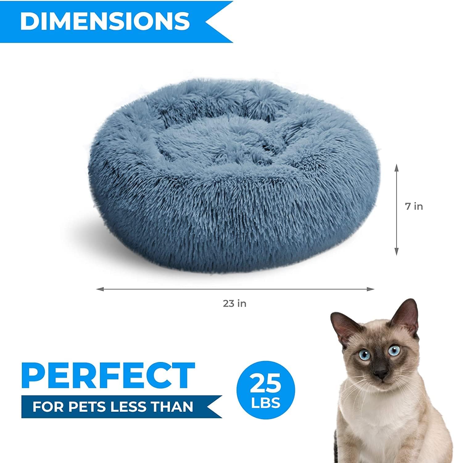 Whiskers & Friends Cat Bed, Cat Beds for Indoor Cats Washable, Orthopedic Soft Fluffy Round Calming Pet Bed for Small to Large Kitty Kittens & Dogs, Small Dog Beds & Furniture - Image 2