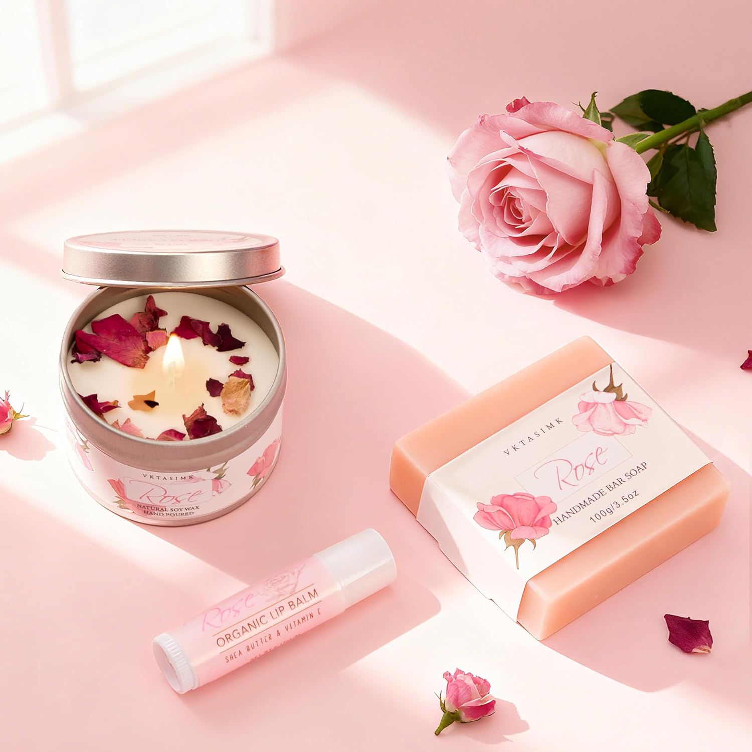 Gifts for Women, Birthday Gifts for Women, Bath and Body Gift Basket Mothers Day Gifts, Rose Home Spa Set Self Care Gift, Thank You for Mom Sister Her Teacher Friends Friendship - Image 5