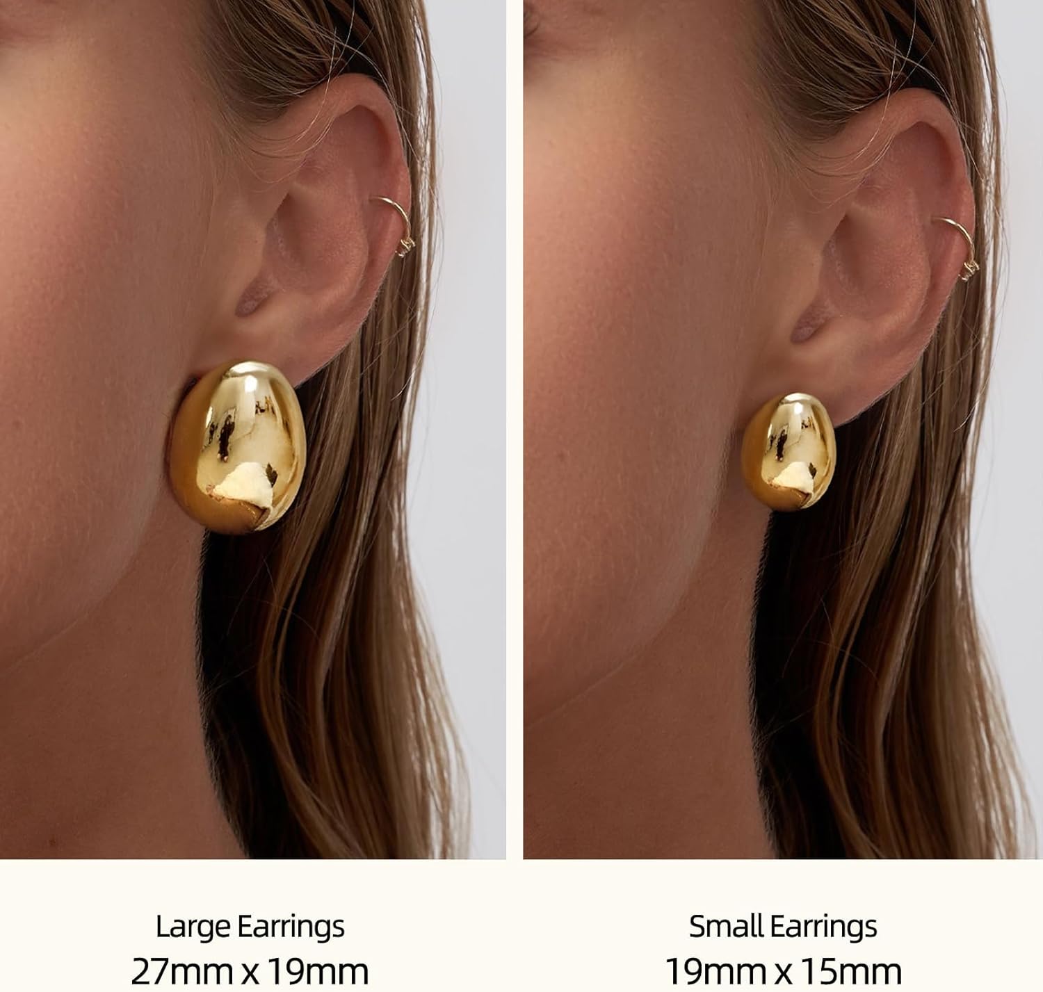 Risamil Chunky Gold Earrings for Women Trendy, Dainty 14K Gold Plated 2/3 Pairs Statemenet Earrings Thick Dangle Teardrop Earrings Big Hoop Earring Sets Large Unique Stud Earrings Gold Jewelry for Women Gifts - Image 3