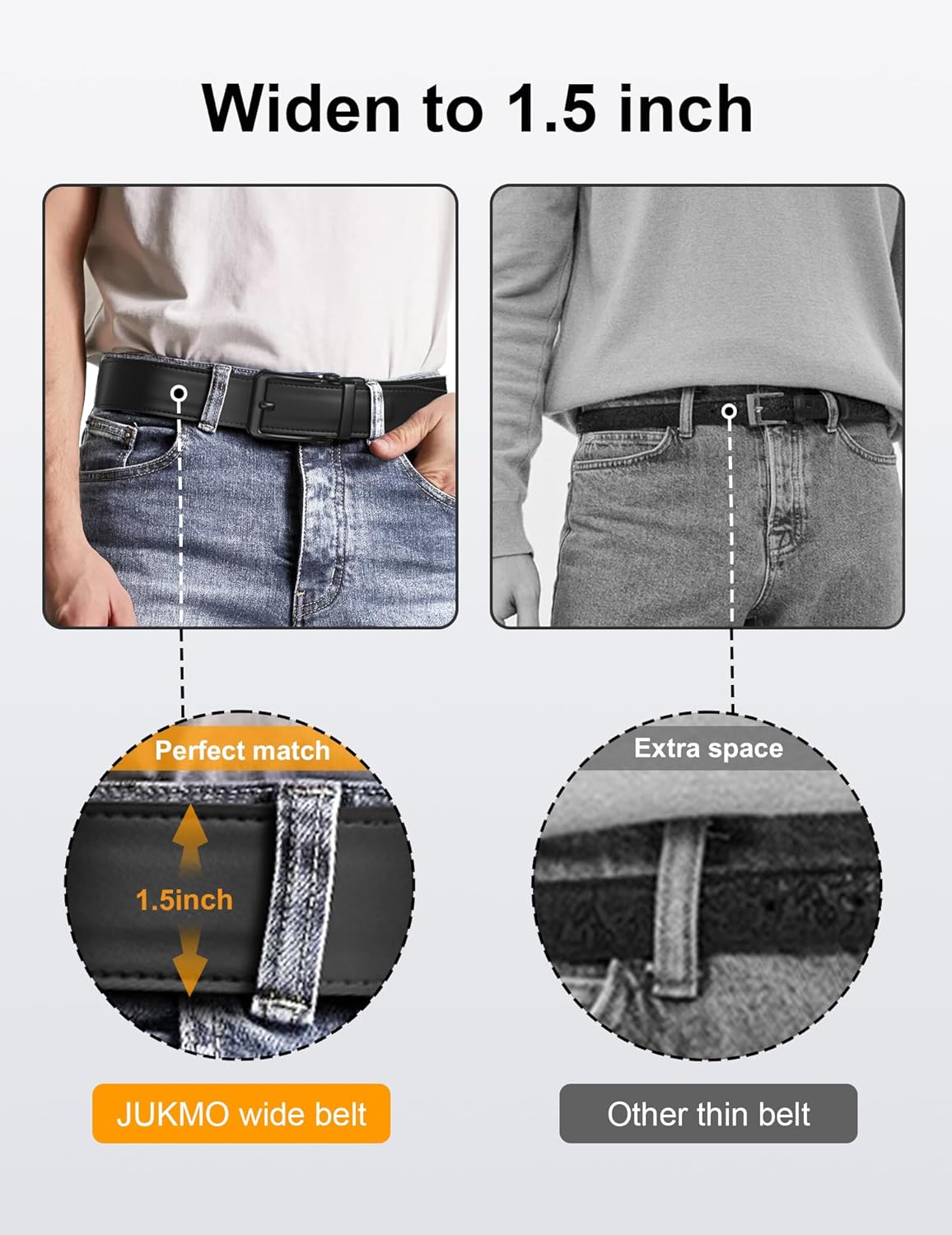 JUKMO 1.5" (38mm) Leather Ratchet Belt for Men in Gift Box - Image 2
