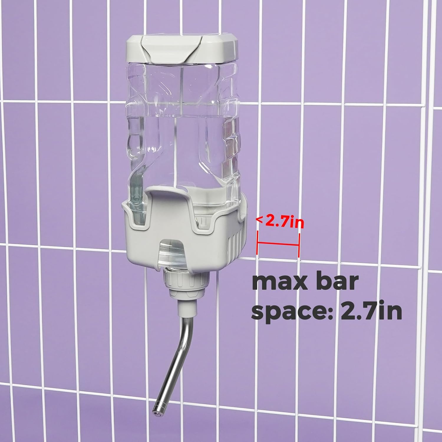 Vannon Small Animal Water Dispenser for Cage, 30oz Auto Feeding Crate Water Bottle for Rabbit, Chinchilla, Ferret, Guinea Pig, Squirrel, Hedgehog, Pet Nozzle Diameter: 10mm, BPA Free, Grey - Image 7