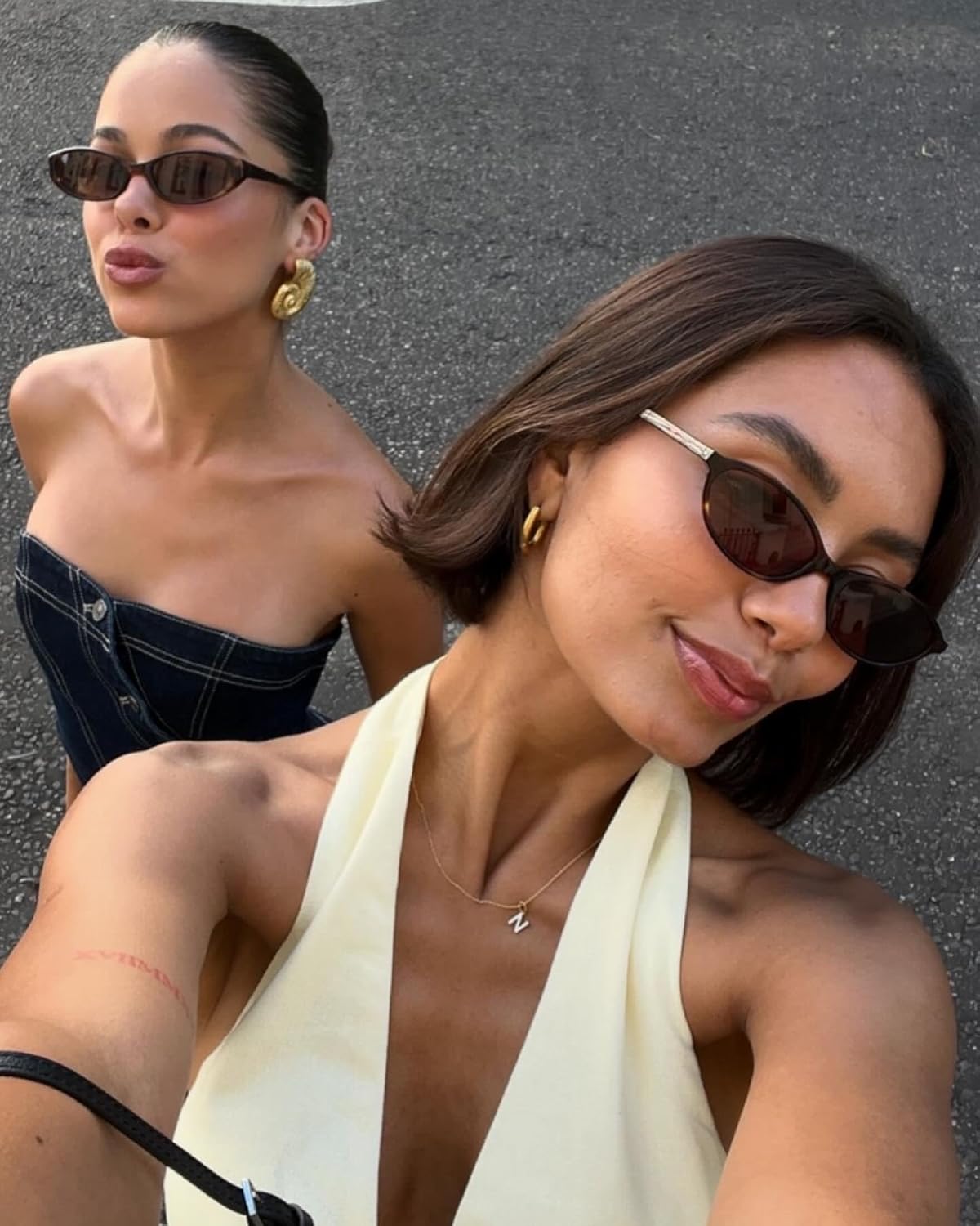Retro Oval Sunglasses for Women Chic Cat Eye 90s Sunnies Lightweight Narrow Shades Trendy UV protection Sun Glasses - Image 7