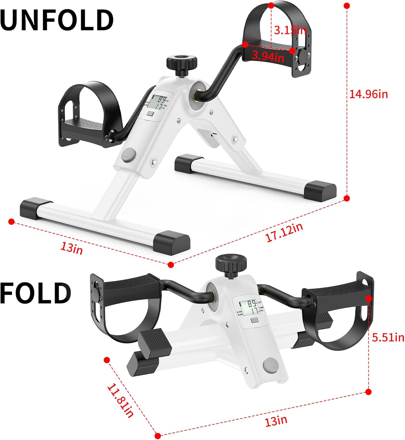 MOMODA Under Desk Bike Pedal Exerciser with LCD Display Portable Mini Exercise Bike for Arm and Leg - Image 2