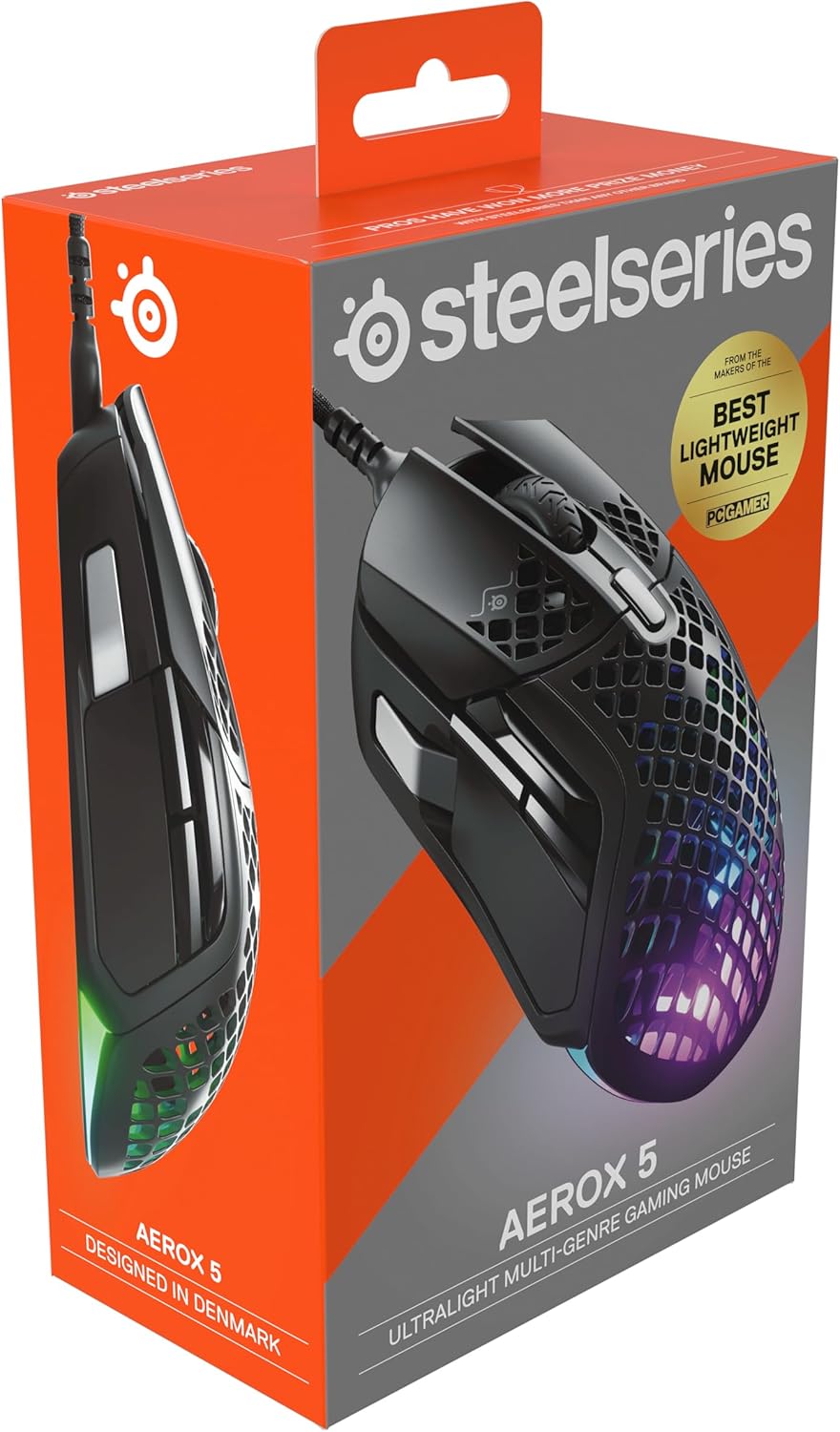 SteelSeries Aerox 5 - Holey RGB Gaming Mouse - Ultra-lightweight Water Resistant Design - 18K DPI TrueMove Air Optical Sensor - Image 8