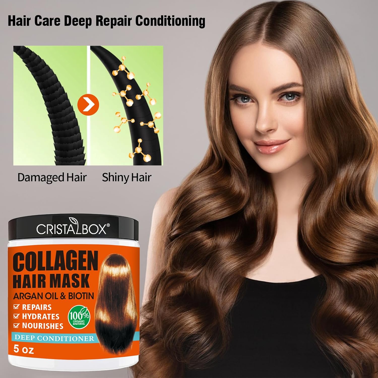2 Pack Collagen Hair Mask & Keratin Hair Mask,Keratin Hair Treatment,Repair Treatment Deep Conditioning Hair Treatment Mask for Damaged Hair,Hydrating Conditioner with Argan Oil for Dry Hair - Image 3