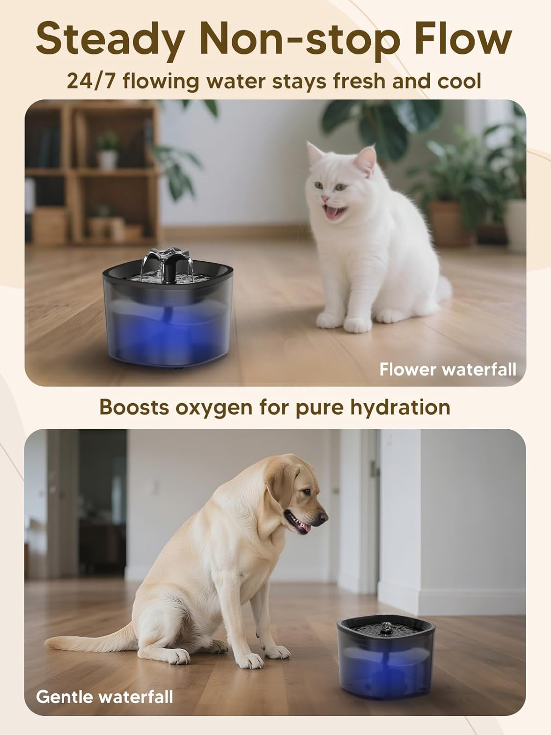 Automatic Cat Feeder and Water Fountain, 4L/16 Cups Timed Cat Dry Food Dispenser, 10s Meal Call, 20 Portions 6 Meals Per Day, 2L Cats Fountains for Drinking with Filter, Pet Feeder for Dog Black - Image 5