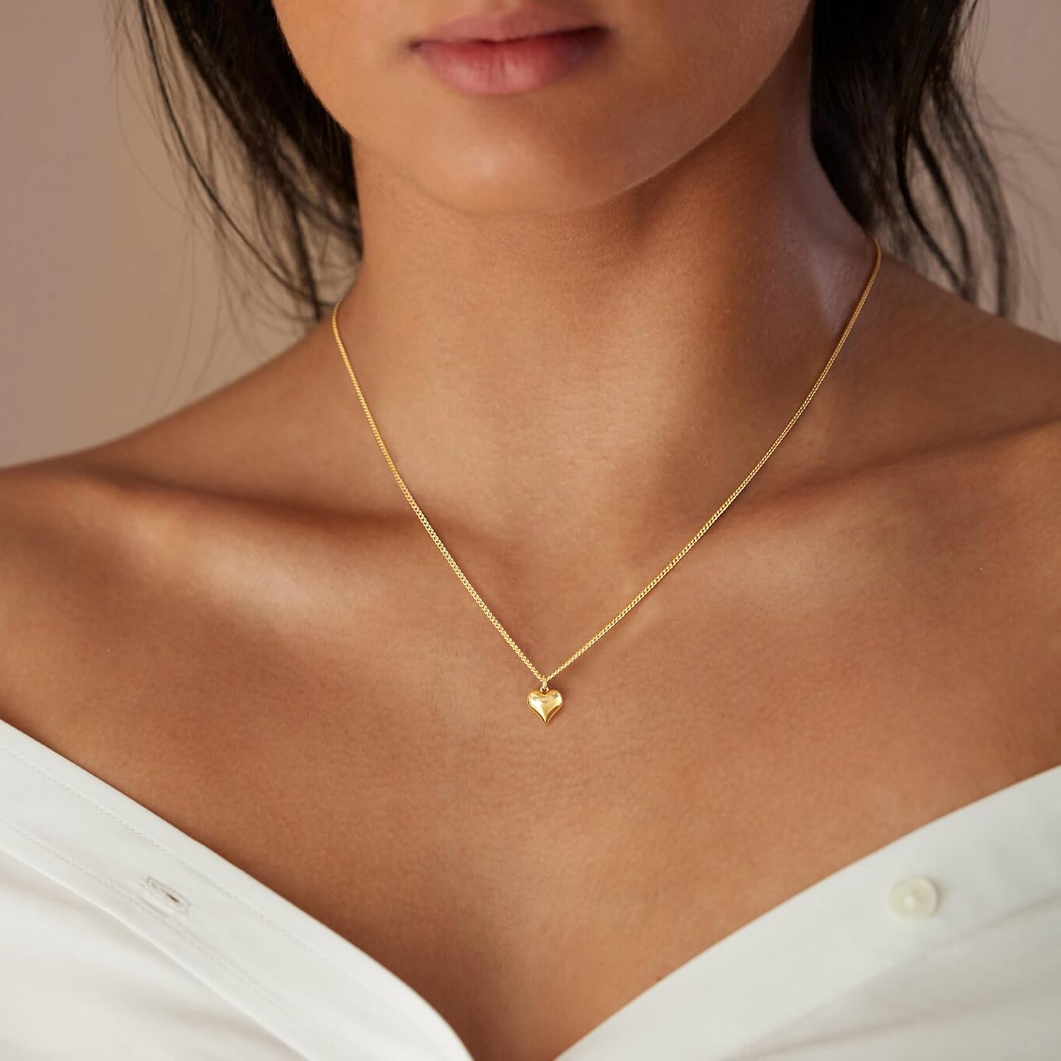 Heart Necklaces for Women Trendy,Dainty 14k Gold Plated Heart Pendant Necklace Simple Gold Cuban Satellite Necklace Chains Small Cute Love Charms Necklaces for Women Minimalist Jewelry Birthday Gifts - Image 2