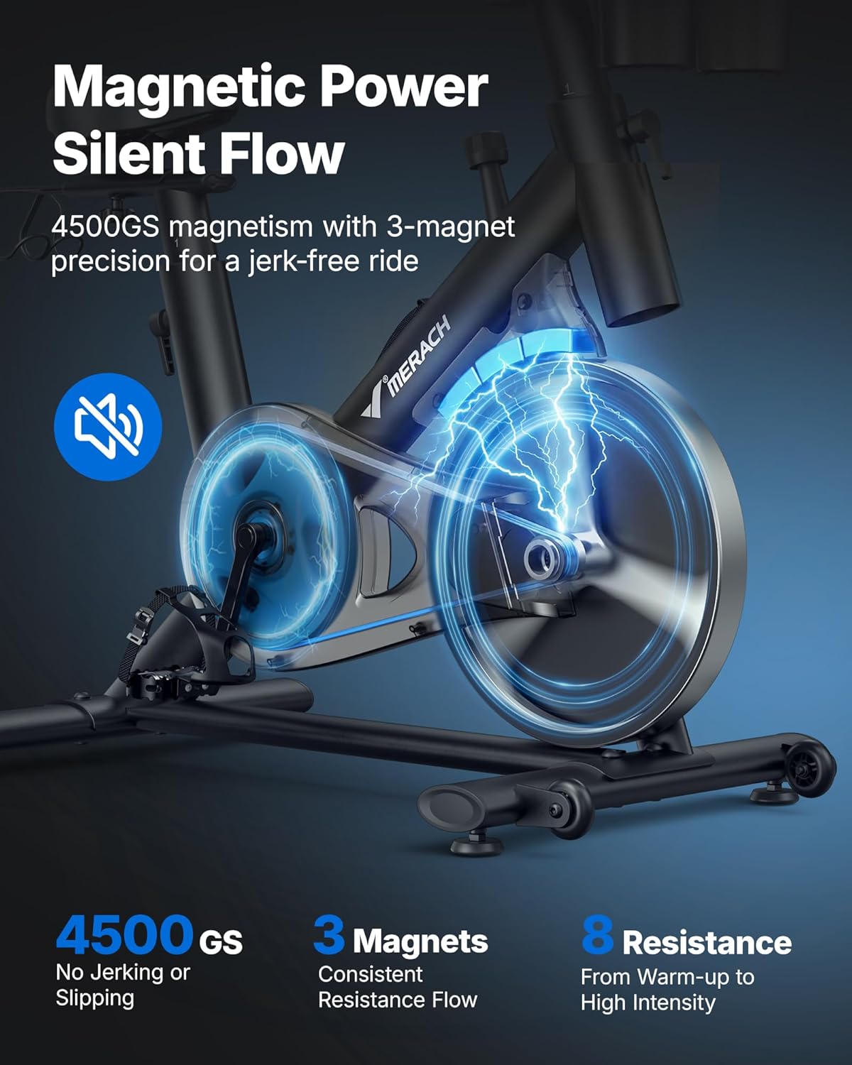 MERACH Exercise Bike, Brake Pad Stationary Bike with Exclusive App, Low Noise Indoor Cycling Bike with 300lbs Weight Capacity, Tablet Mount and Fitness Courses for Weight Loss - Image 5