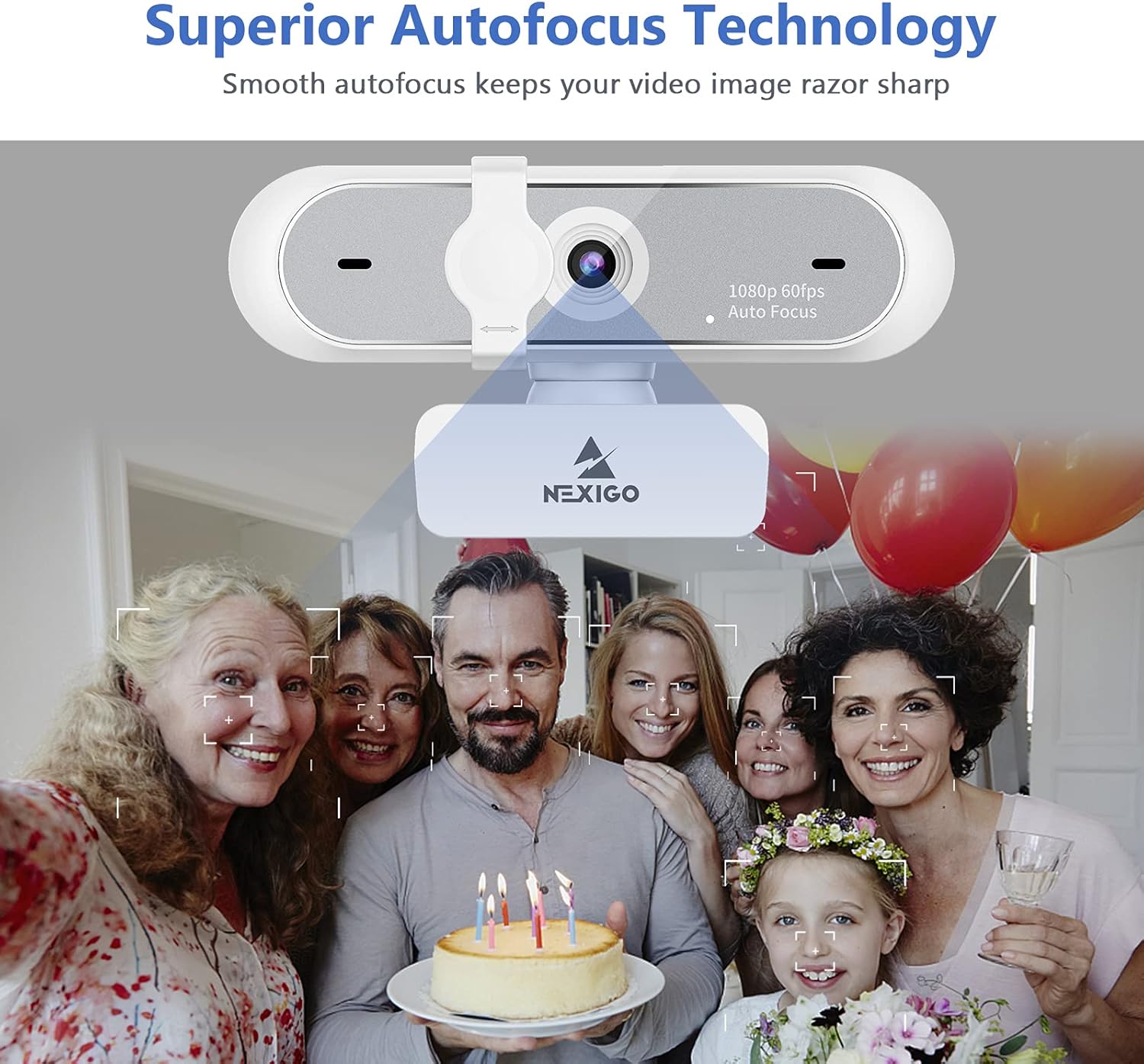 NexiGo N660P 1080P 60FPS Webcam with Software Control, Dual Microphone & Cover, Autofocus, HD USB Computer Web Camera, for OBS/Zoom/Skype/FaceTime/Teams/Twitch, White - Image 4