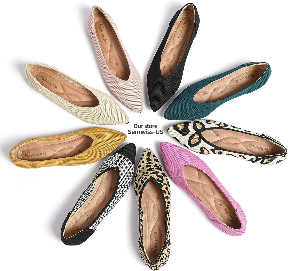 Semwiss Women's Ballet Flats Comfortable Casual Dressy Shoes,Work Flats Office Shoes Pointed Toe Leopard Flats. - Image 7