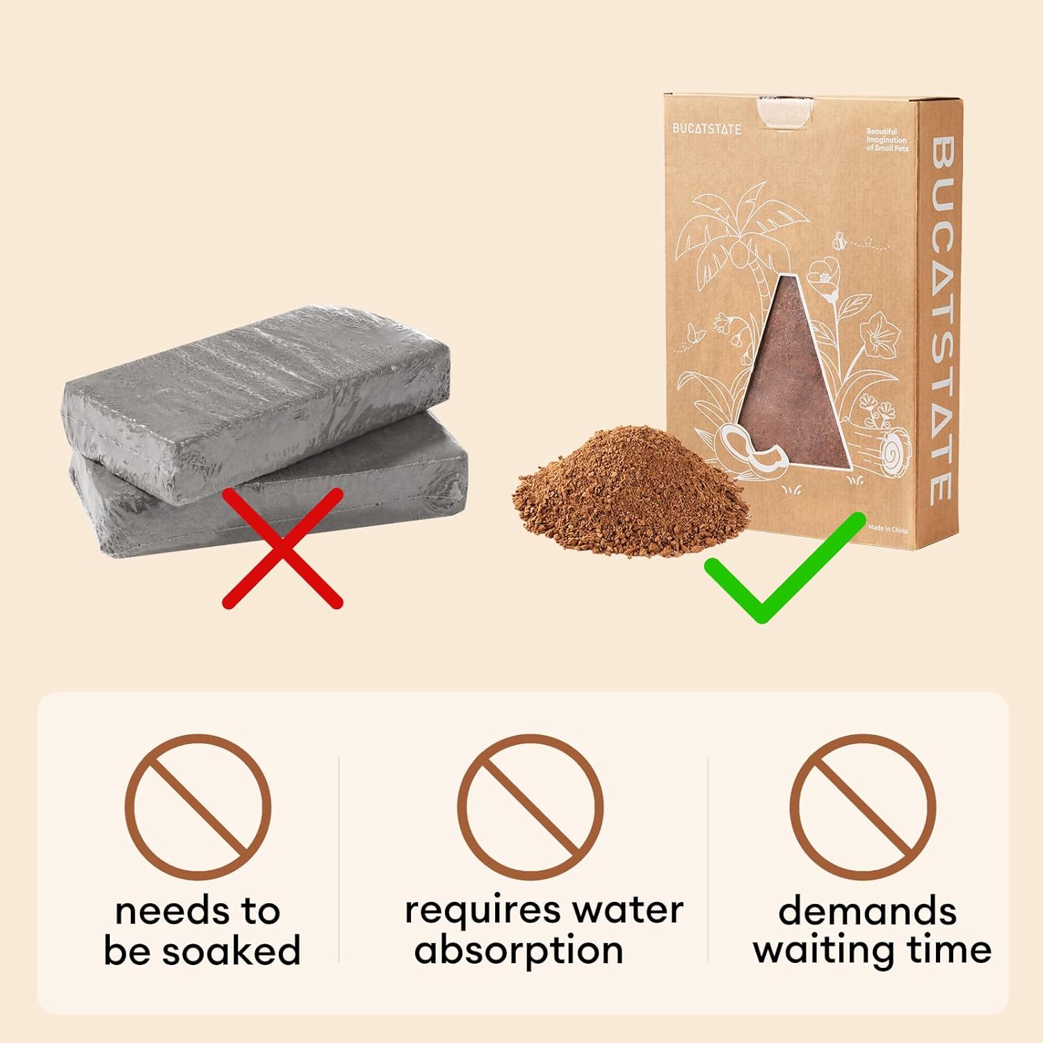 BUCATSTATE 5L Natural Coco Fiber Hamster Bedding, Soft Natural Coco Fiber Substrate for Small Pets & Dwarf Syrian Hamsters, Gerbils, Mice, Low-dust Hamster Hamsters - Image 3