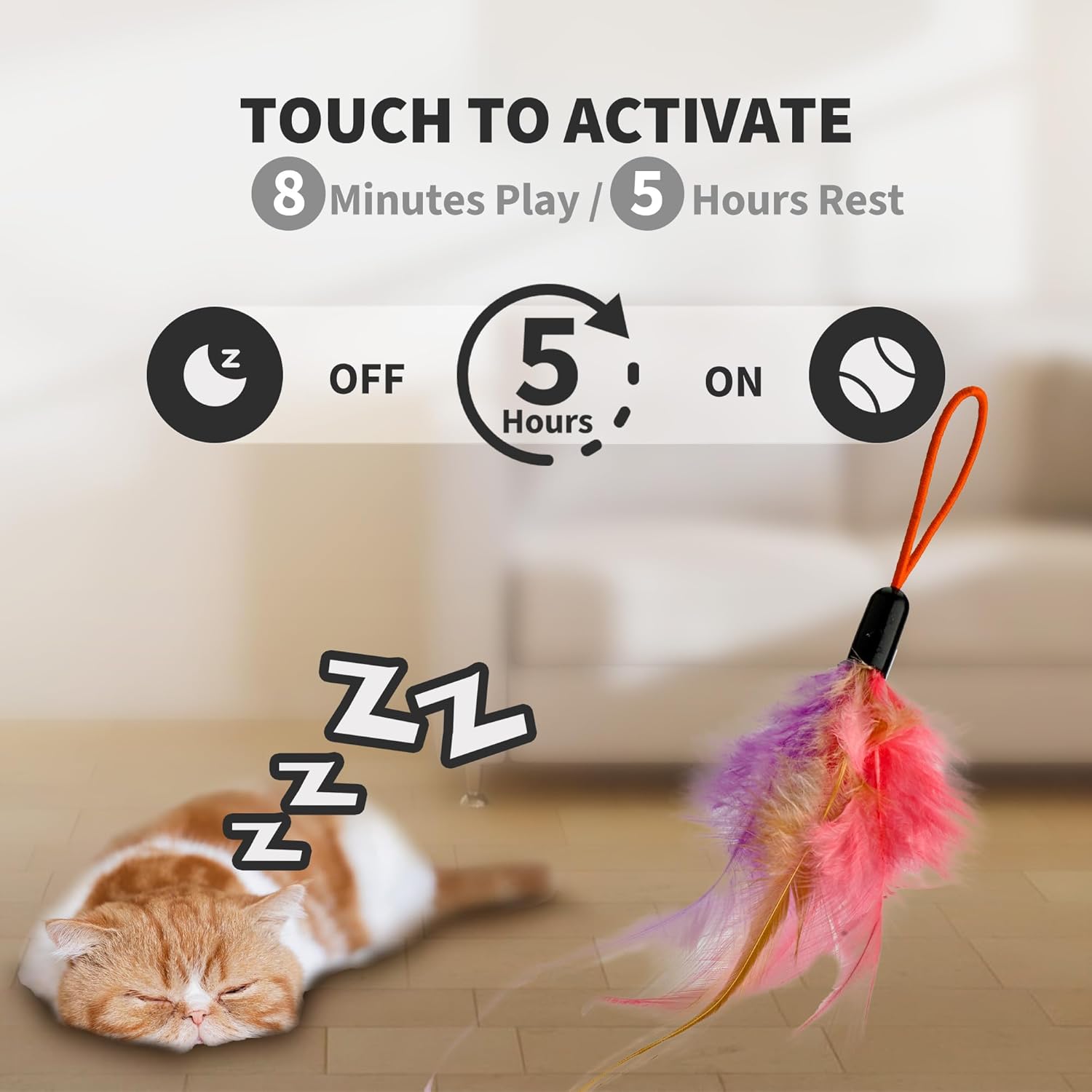 Interactive Cat Toys for Indoor Cats,Automatic Hanging Electric Cat Teaser Door Frame & Doorway,with Feather Mouse String wand Enrichment Chase Toy,Safe Self Play for Bored Multi Cats Households - Image 5