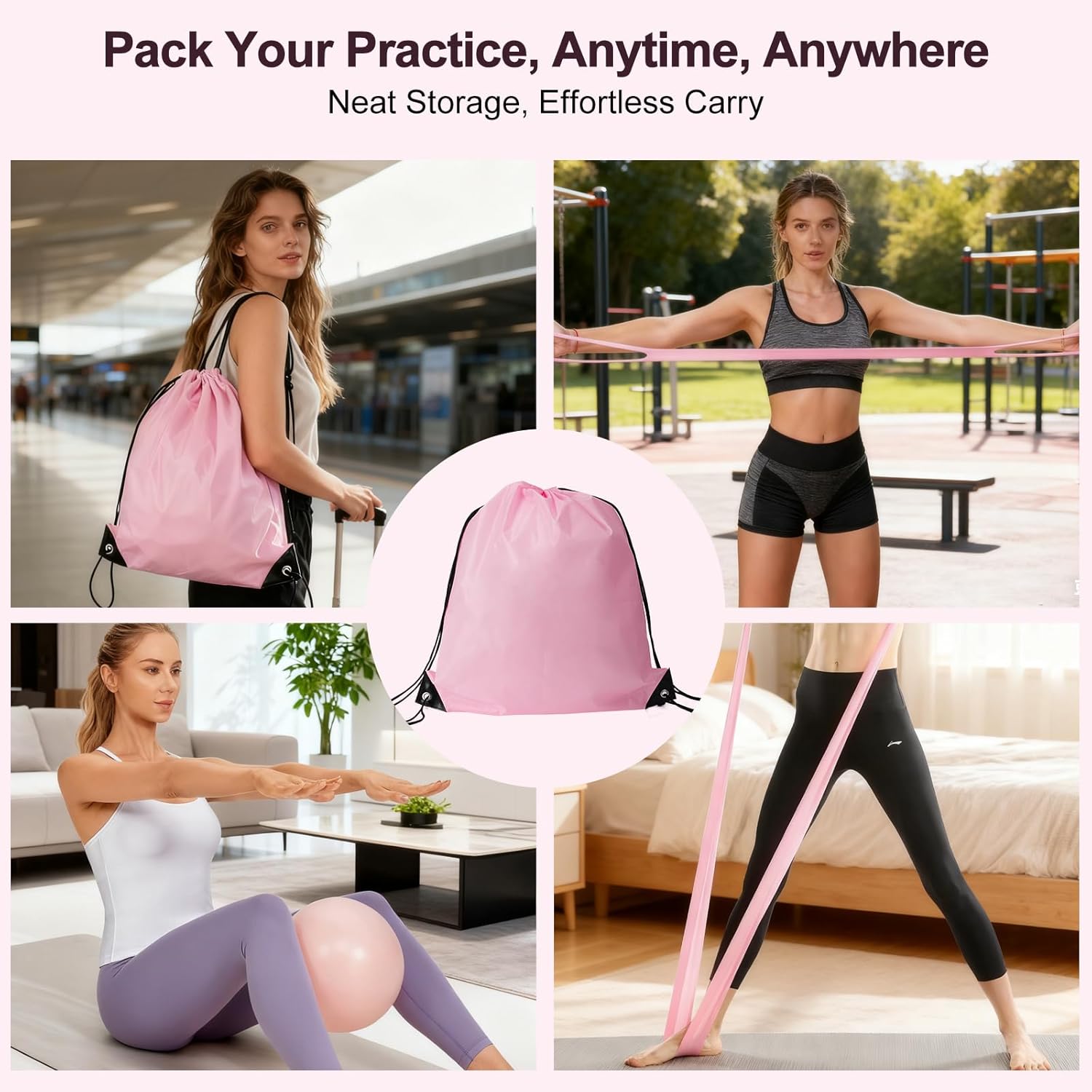 Pilates Kit, Home Pilates Workout Kit for Women, Pilates Equipment with Pilates Ring and Ball, Yoga Block & 5 Resistance Bands, Ankle Weights, Sliders & Grip Socks, Workout Guide Included - Image 7