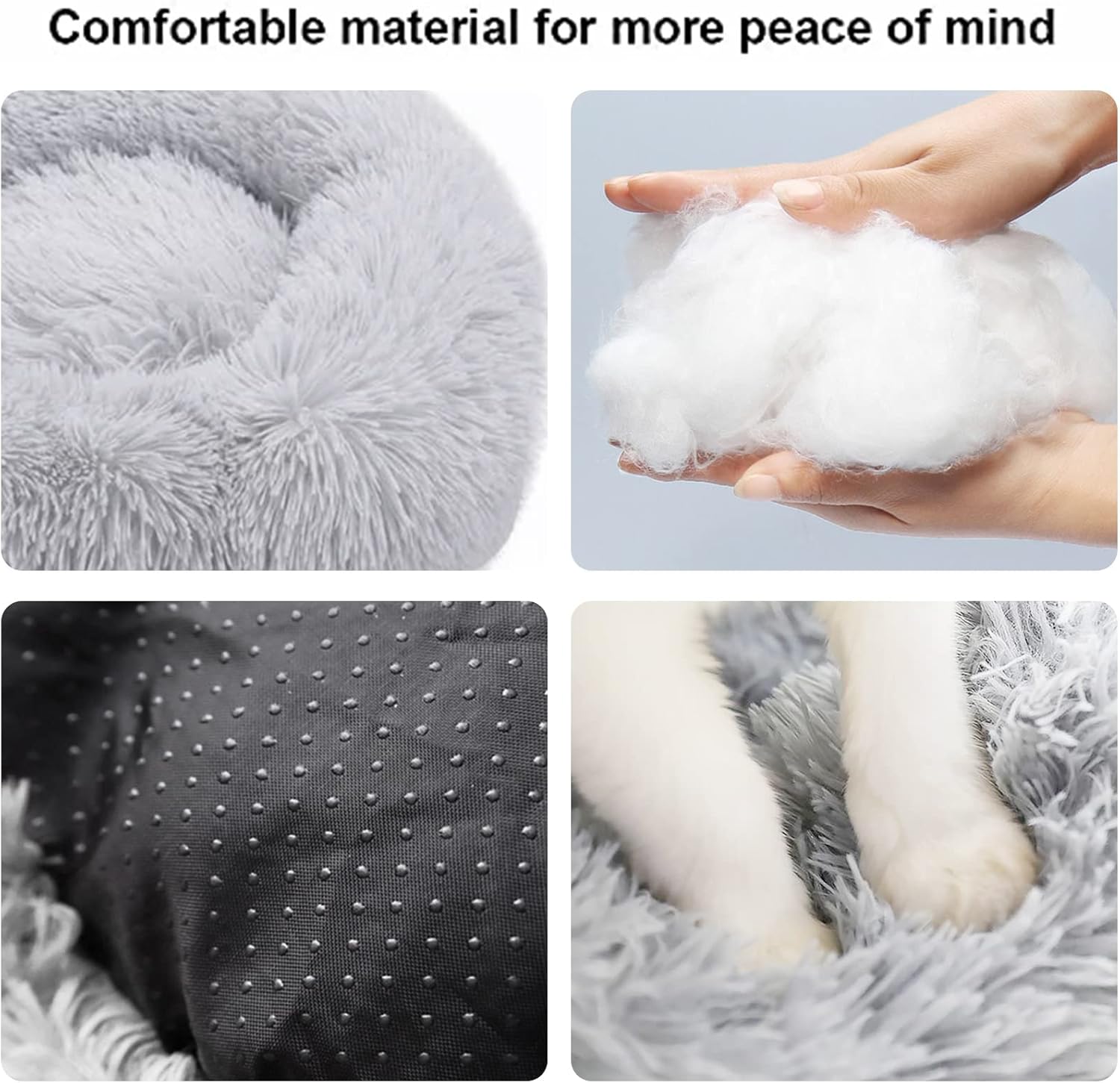 Dog Bed for Small Medium Large Dogs Cats, 20 inch Calming Washable-Round Cozy Soft Pet Bed for Puppy and Kitten with Slip-Resistant Bottom - Image 2