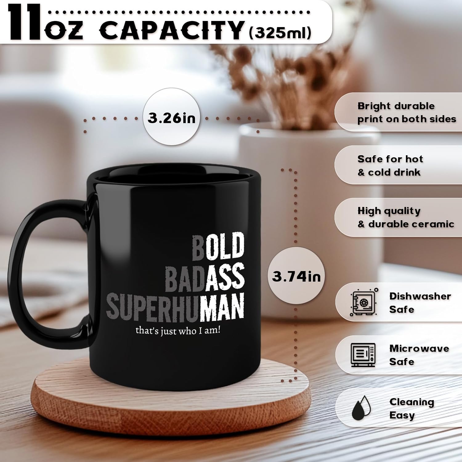 Funny Dad Mug 11Oz Father's Day Gifts for Dad, Gifts for Men, Funny Old Man Saying Gag Gift Christmas Birthday Gifts for Dads, Bold Badass Superhuman Mug - Image 6