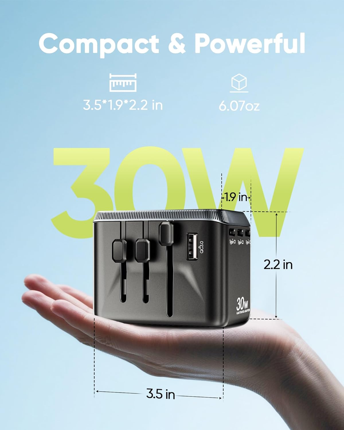TenTrend Universal Travel Adapter, 30W International Power Adapter with 4 USB-C & 1 USB-A Ports, European Travel Plug Adapter, Worldwide Travel Essentials for EU UK AUS USA - Image 5