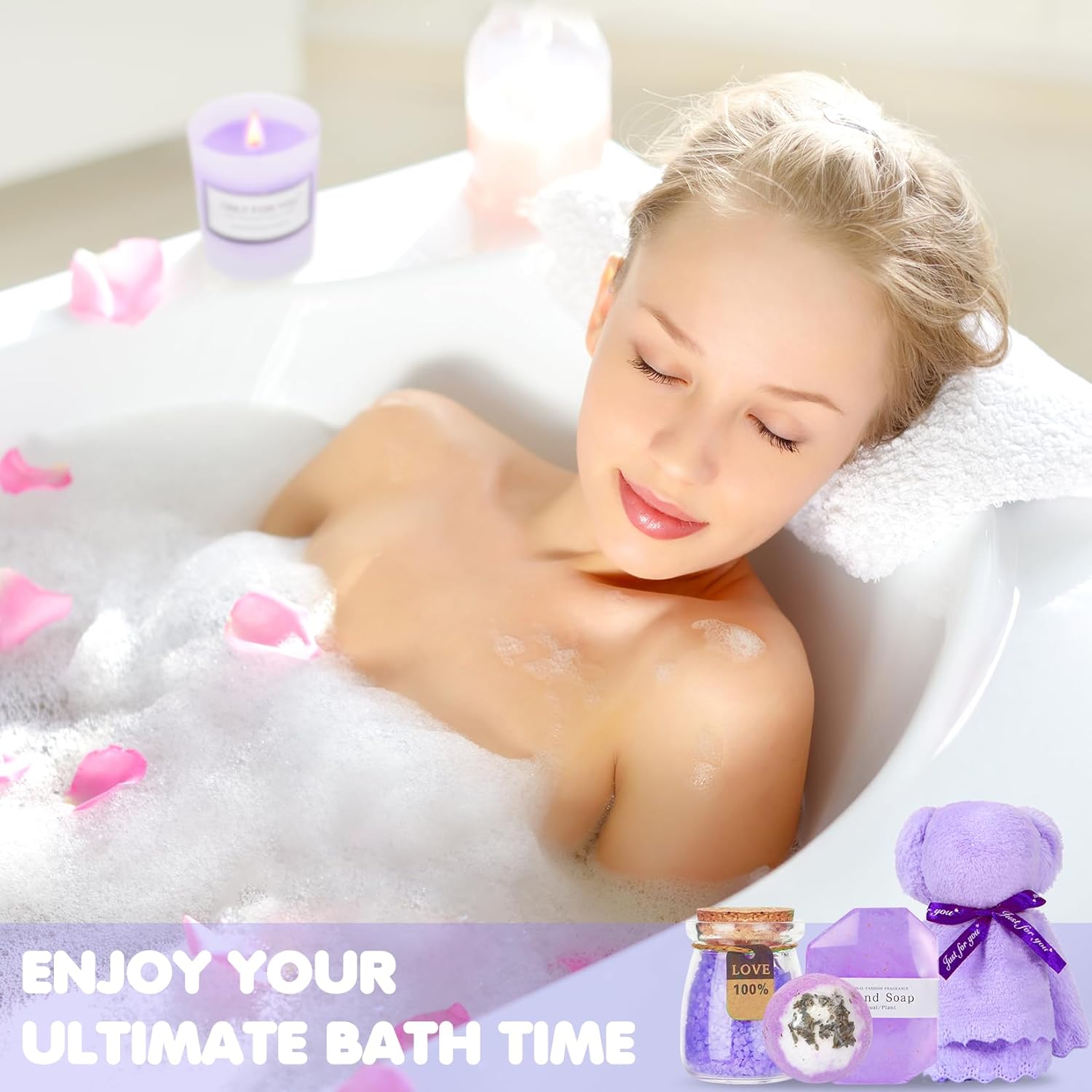 Birthday Gifts for Women, Relaxing Spa Gifts Care Package with Luxury Flannel Blanket, Light-Up Rose Flower, Unique Mothers Day Gifts for Mom, Wife, Grandma, Sister, Friends - Image 5