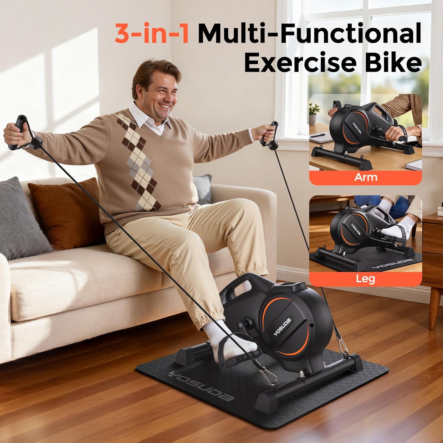 YOSUDA Under Desk Bike Pedal Exerciser - Magnetic Mini Exercise Bike, Desk Pedal Bike for Home/Office Workout - Image 2