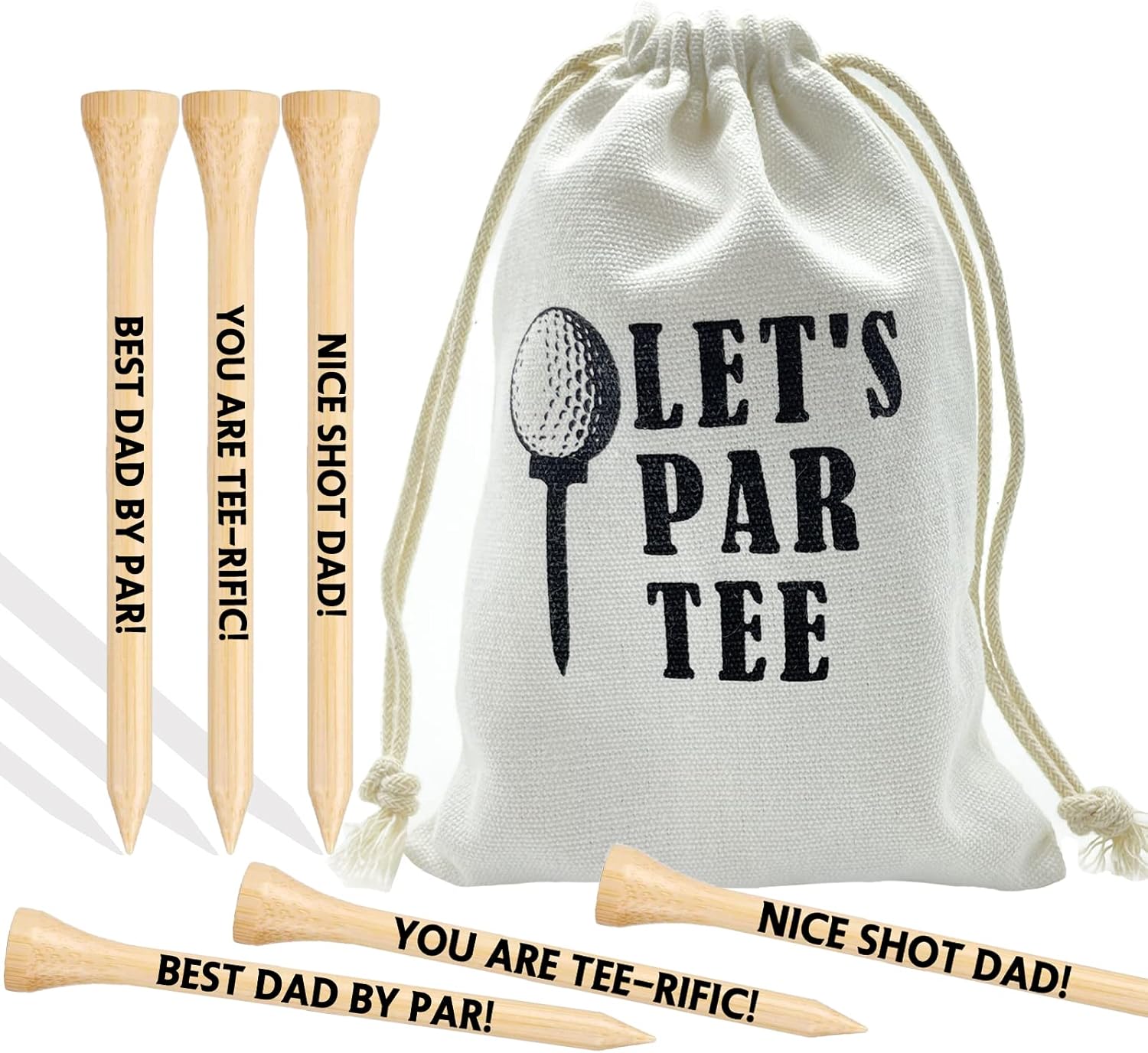 Gifts for Men, 36 Pack 3-1/4 inch Golf Tees with Bag, Durable Bamboo Golf Tees, Best Dad by Par, Fathers Day Christmas Birthday Gifts from Daughter Son, Stocking Stuffers Ideas Present for Men