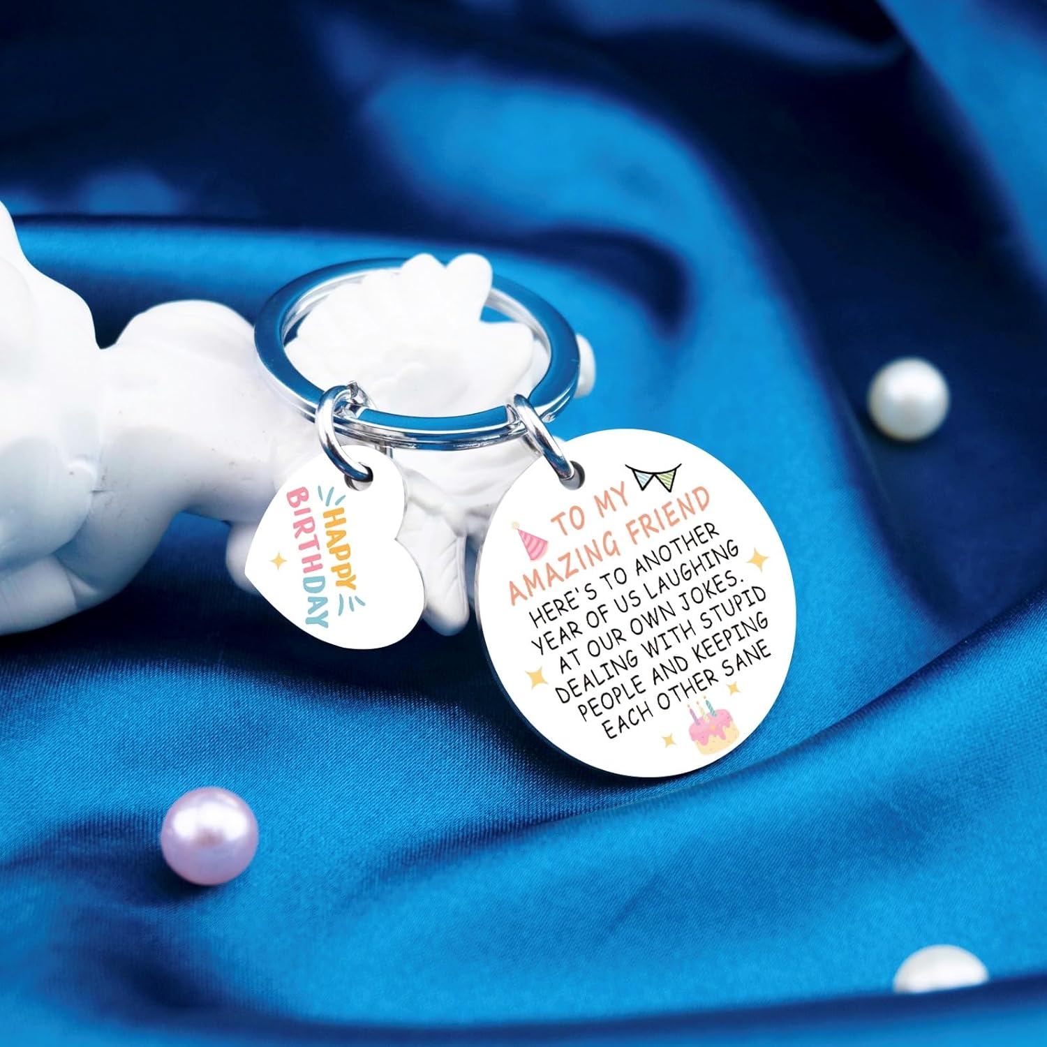 Best Friend Birthday Gifts for Women Girls Happy Birthday Bestie Gift Funny Friendship Gifts for BFF Coworker Classmate To My Amazing Friend Keychain - Image 3